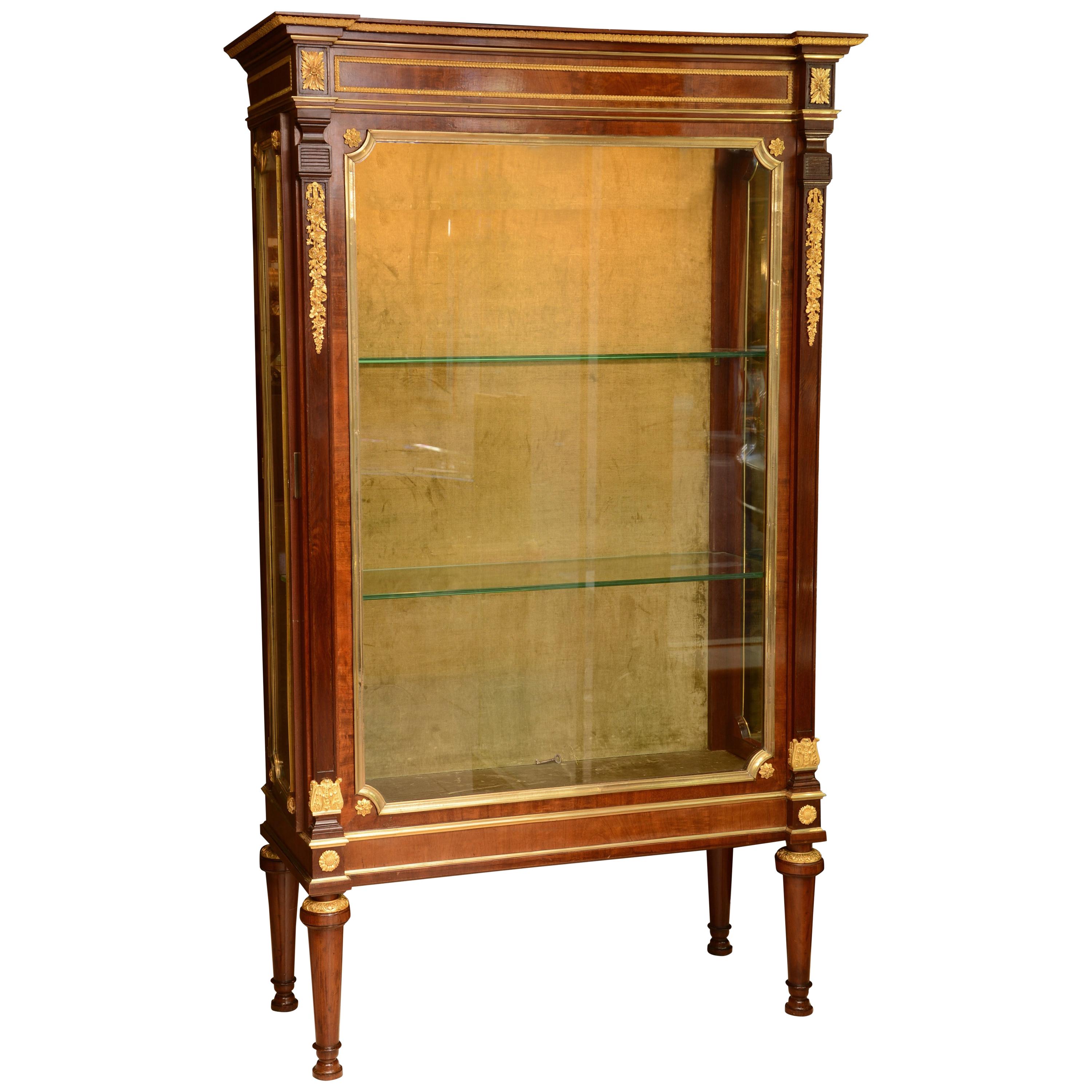 Louis XVI display cabinet, Mahogany, gilded bronze, glass, France, 19th Century