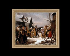Louis XVI Distributing Alms to the Poor, after Rococo Oil Painting