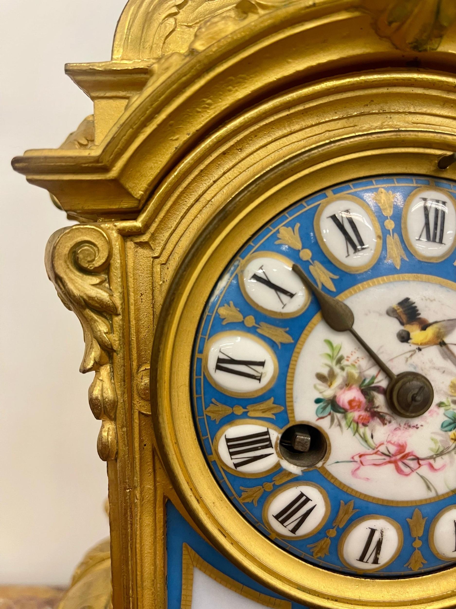 French Louis XVI Dore Bronze Mantle Clock, Conrad Felsing, Berlin For Sale