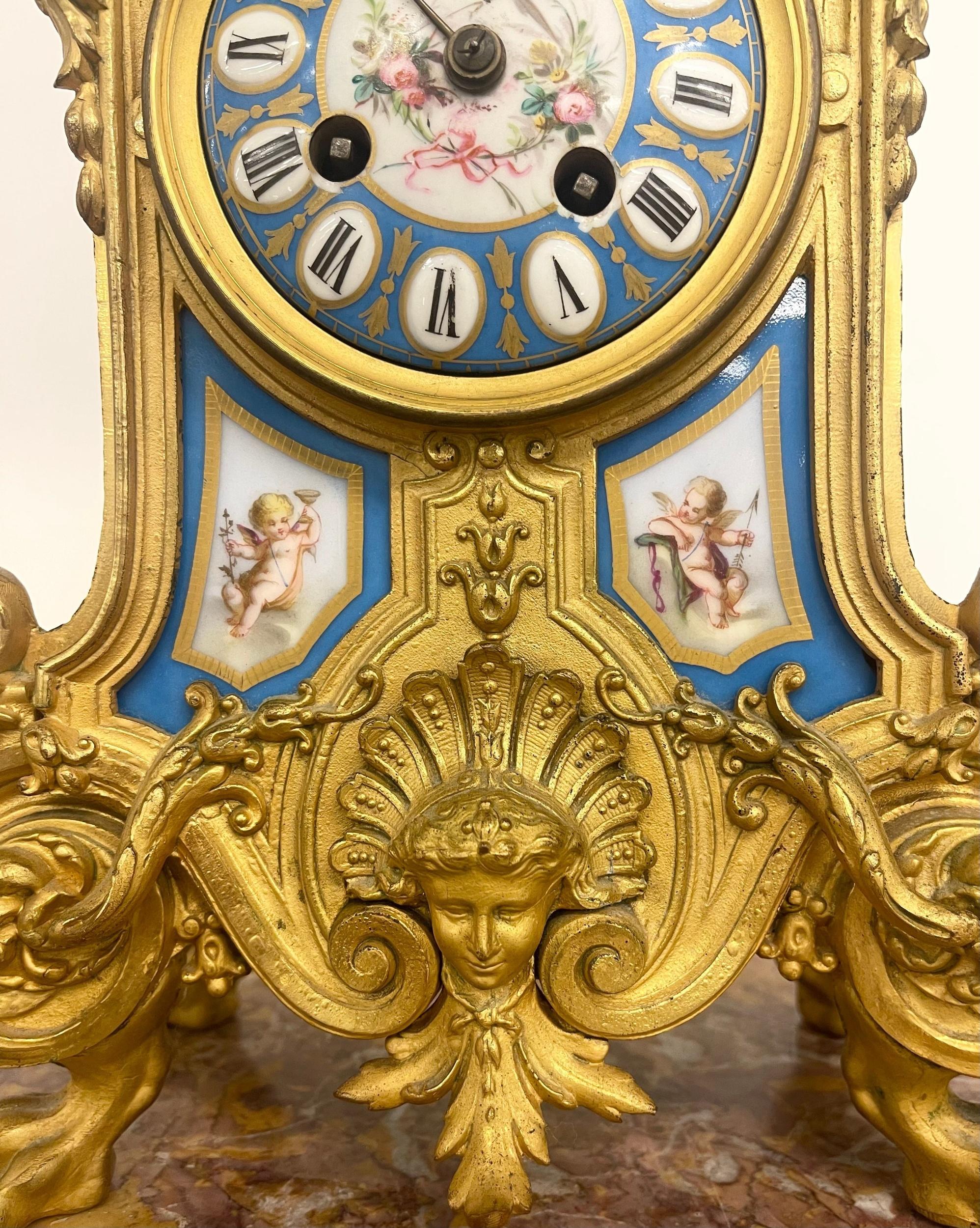 Louis XVI Dore Bronze Mantle Clock, Conrad Felsing, Berlin In Fair Condition For Sale In Stamford, CT