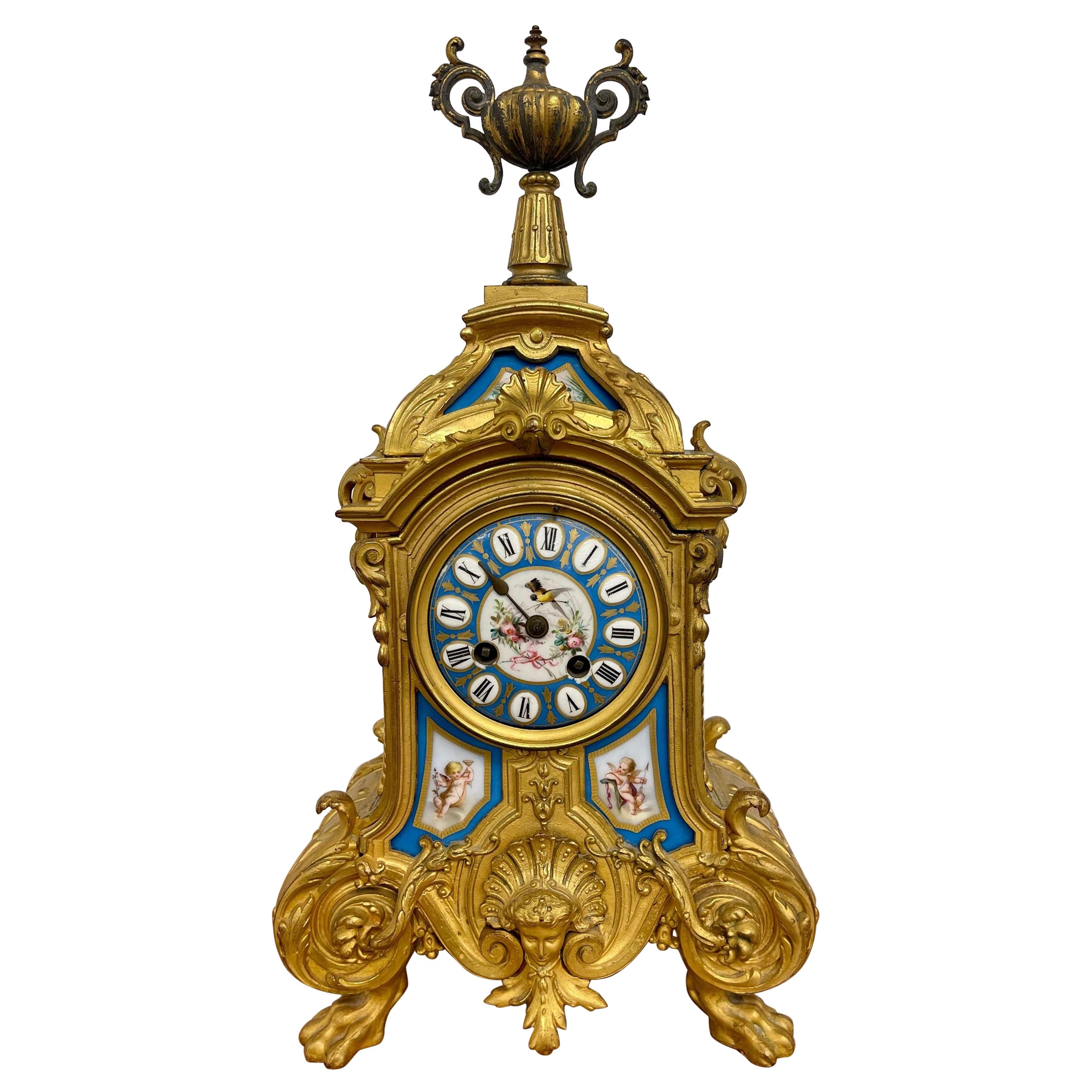 Pendule de cheminée Louis XVI en bronze doré, Conrad Felsing, Berlin en vente