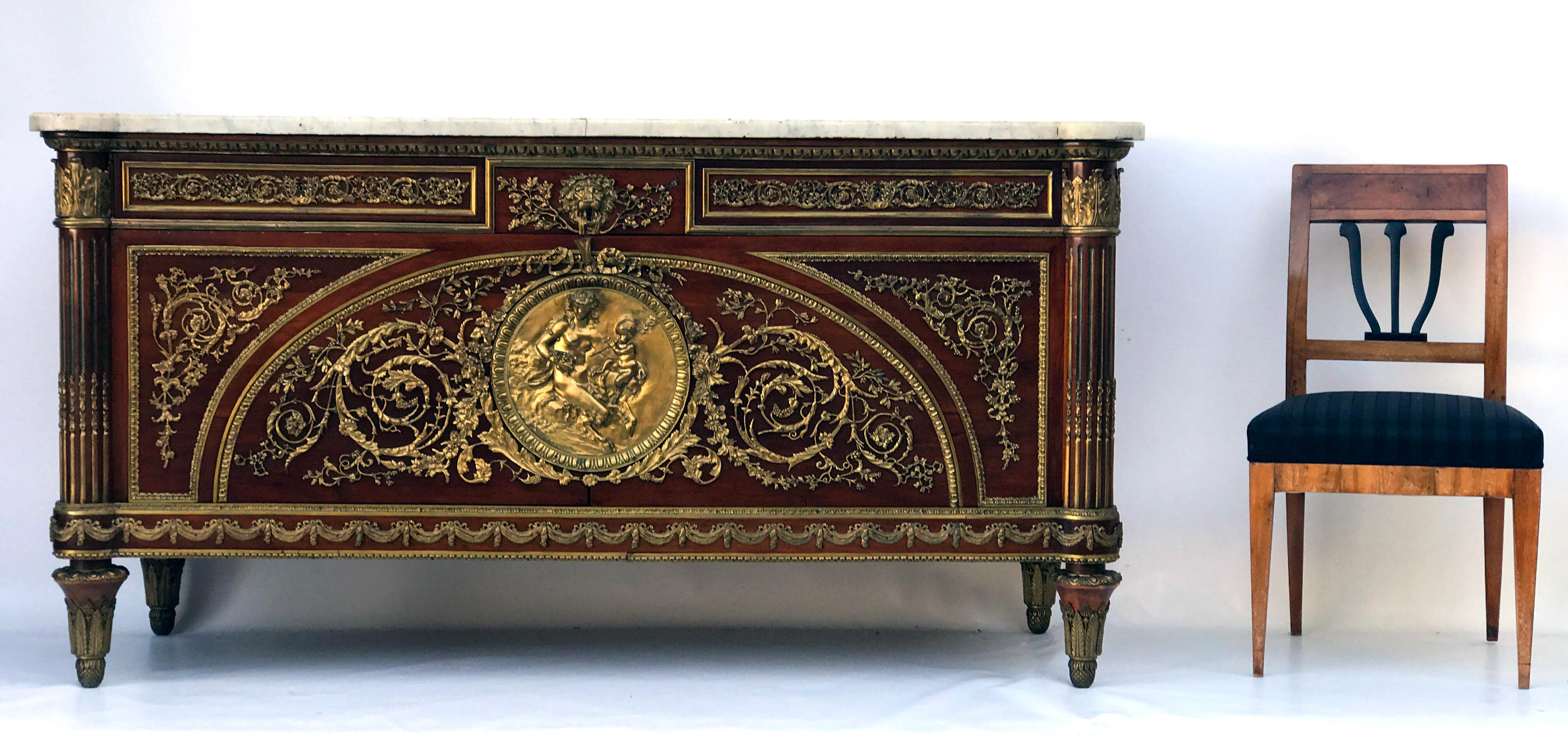 Large Louis XVI dresser, signed Paul Sormani, Paris, 1890s. Made of solid mahagony, walnut, and oak.

This courtly dresser comes from the workshop of the prominent Parisian cabinetmaker ebenist Paul Sormani and is signed below the top plate. It
