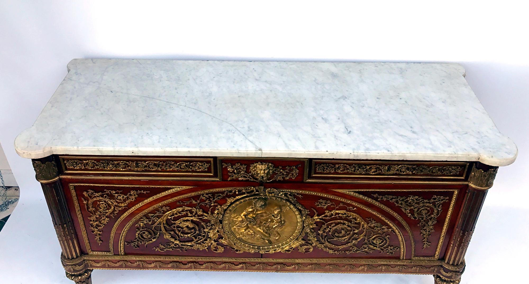 French Louis XVI Dresser, Signed Paul Sormani, Paris, 1890s