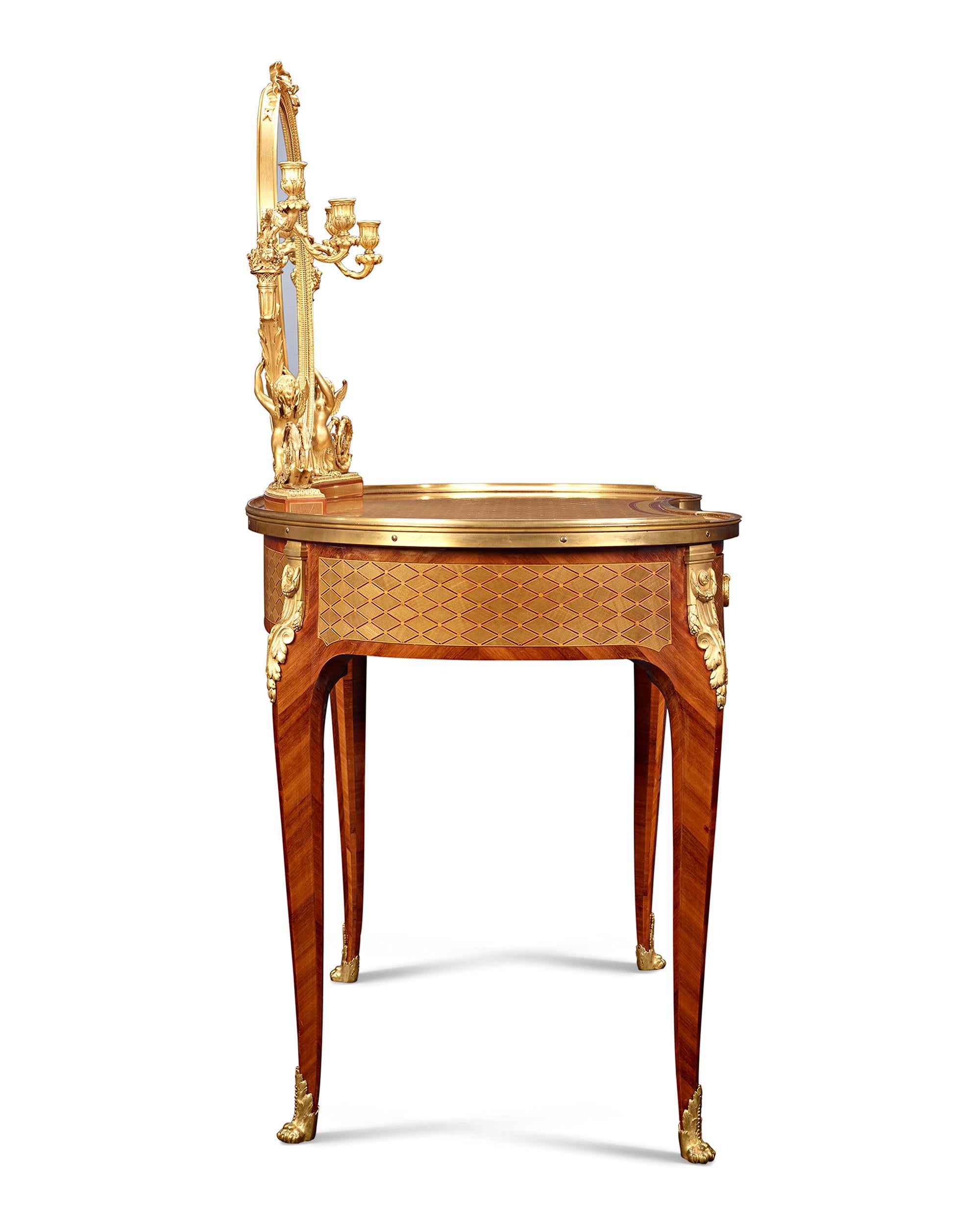 Marquetry Louis XVI Dressing Table by Paul Sormani For Sale
