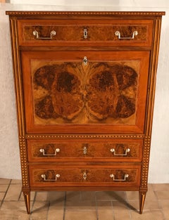 Louis XVI Drop Front Desk, France 1780-1800, Walnut Root Veneer