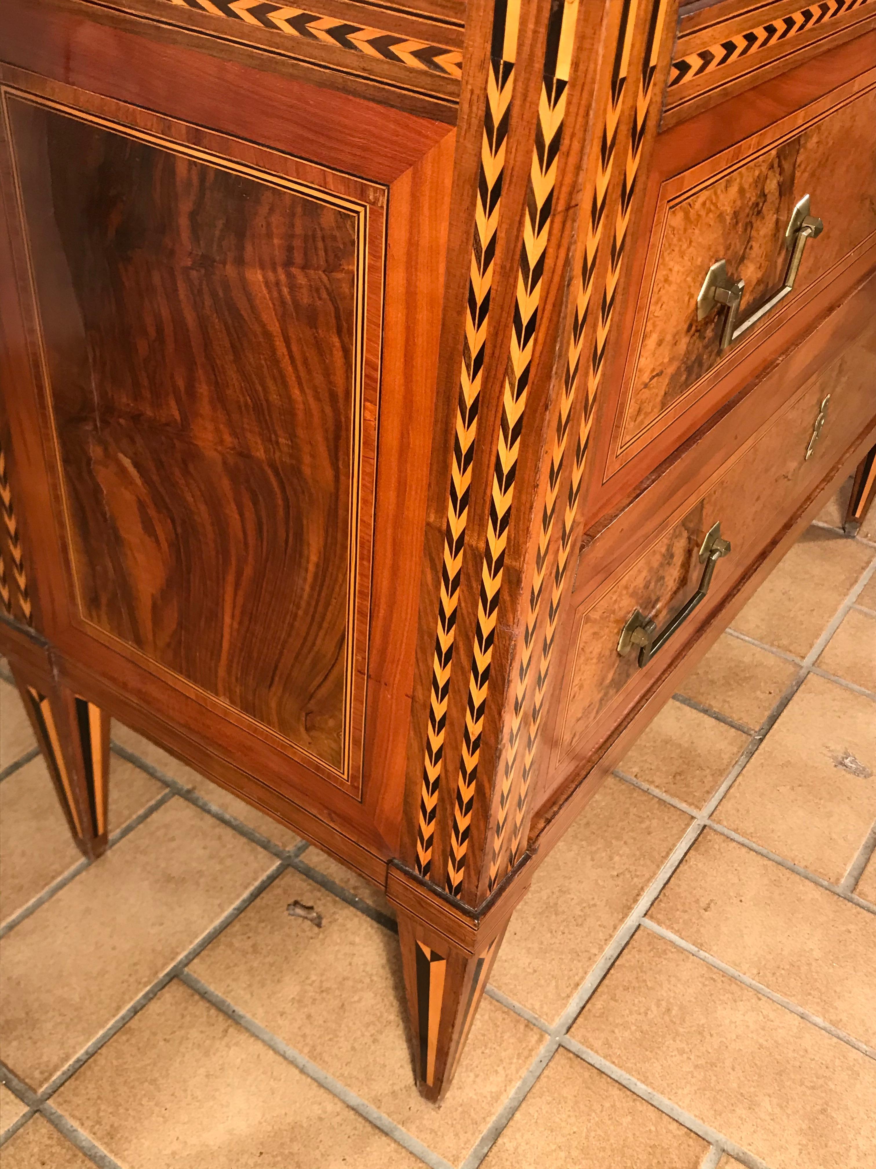 Marquetry Louis XVI Drop Front Desk, France 1780-1800, Walnut Root Veneer