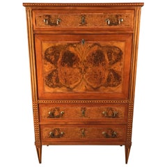 Louis XVI Drop Front Desk, France 1780-1800, Walnut Root Veneer