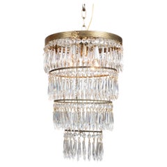Louis XVI Early 20th Century Bronze Chandelier with Crystals