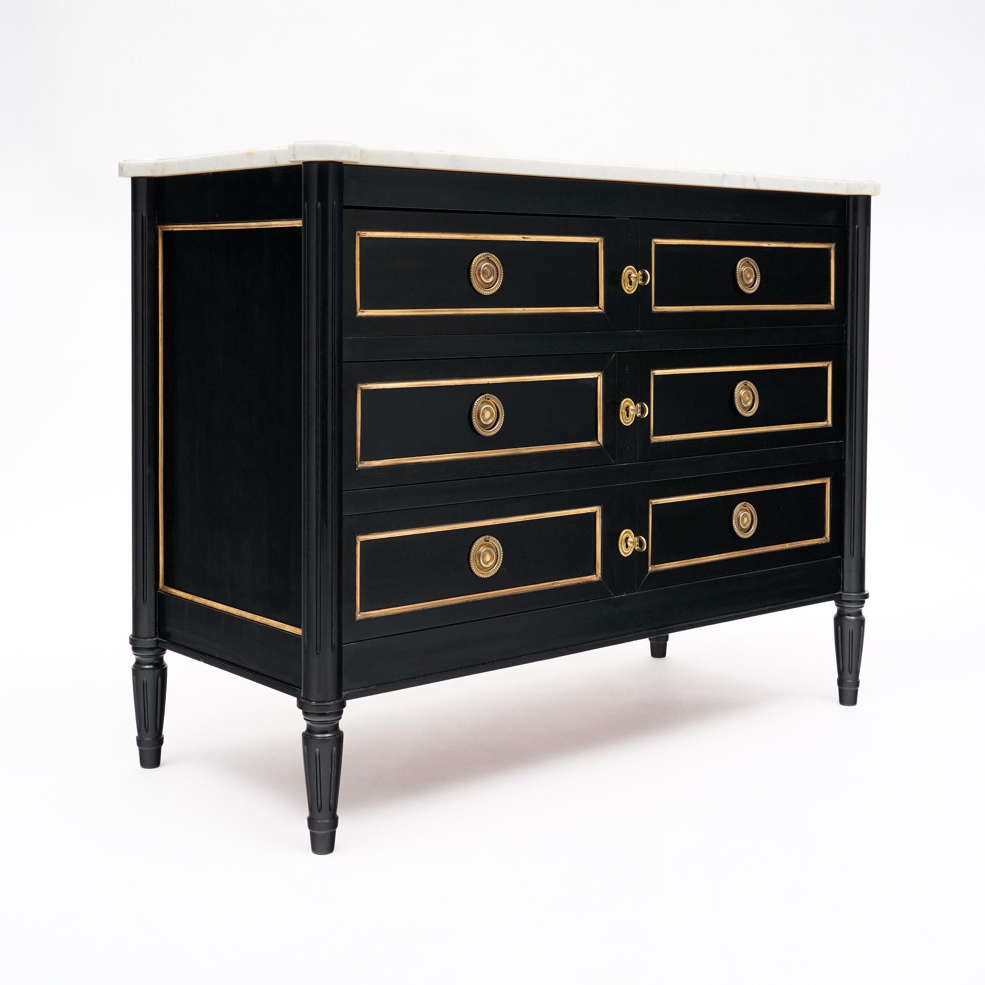 French Louis XVI Ebonized Chest of Drawers For Sale