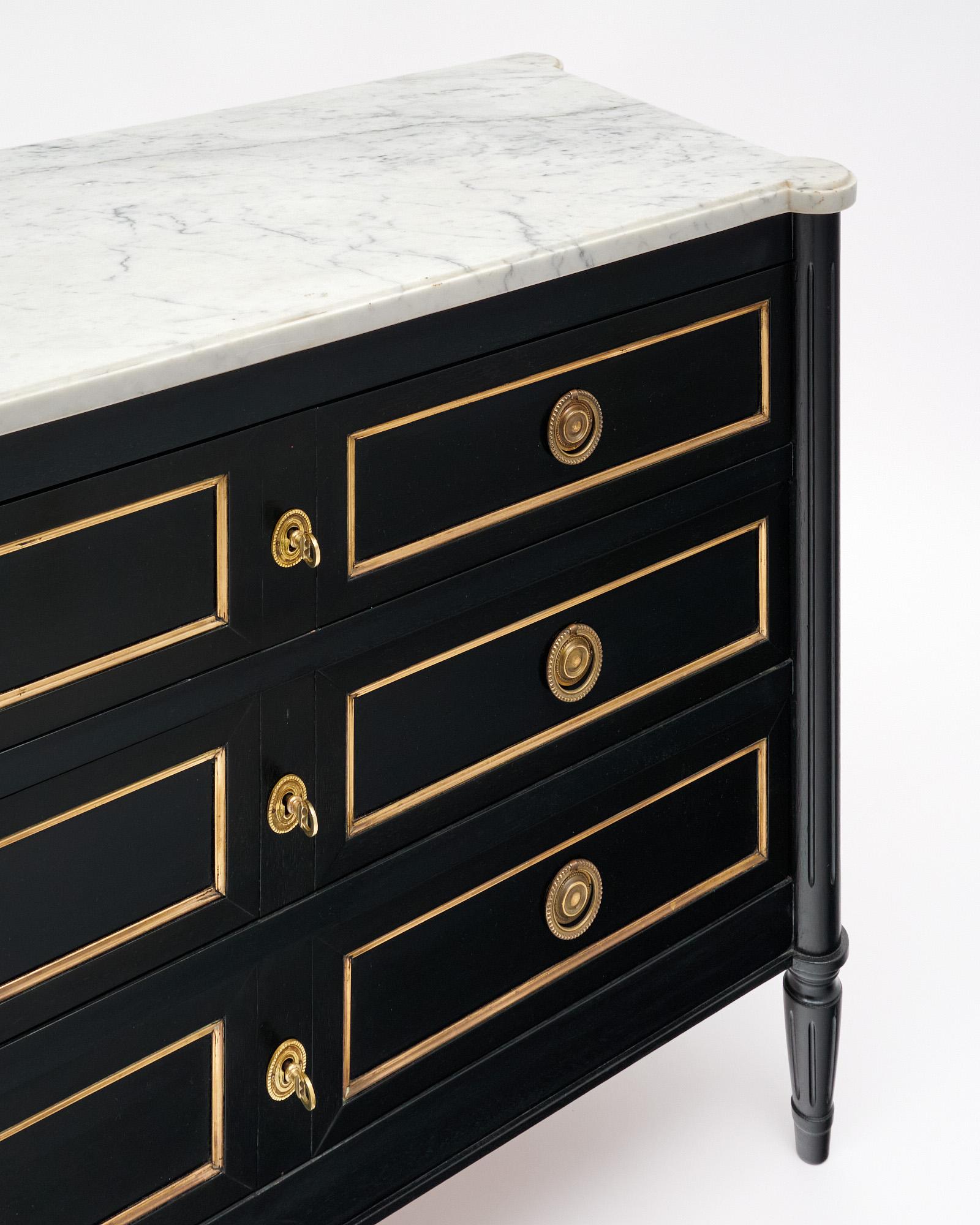 Louis XVI Ebonized Chest of Drawers In Good Condition For Sale In Austin, TX