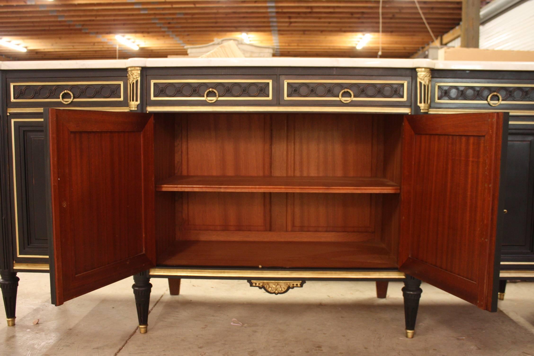 Louis XVI Ebonized French Buffet with Marble Top 3
