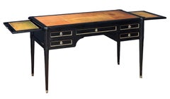 Louis XVI Ebonized Writing Table or Desk with Embossed Leather Top from France