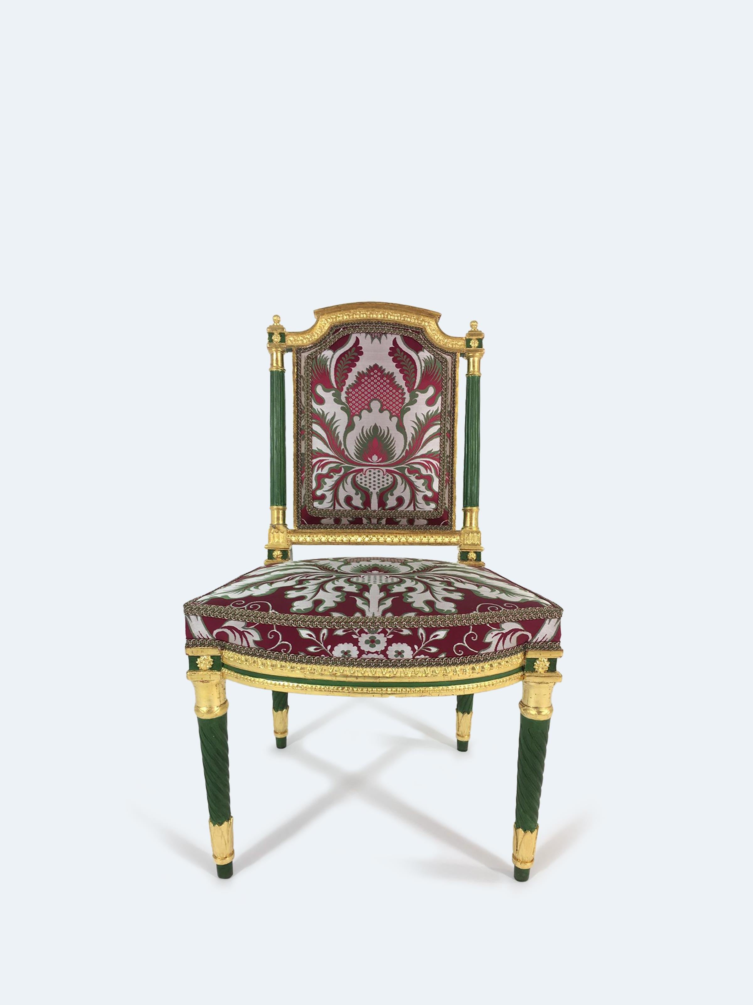 This Louis XVI-era chaise is not merely a piece of furniture; it is a timeless testament to the elegance and craftsmanship of the Classicism period. Believed to have once graced the grand halls of Pavlovsk Palace, this extraordinary piece has been