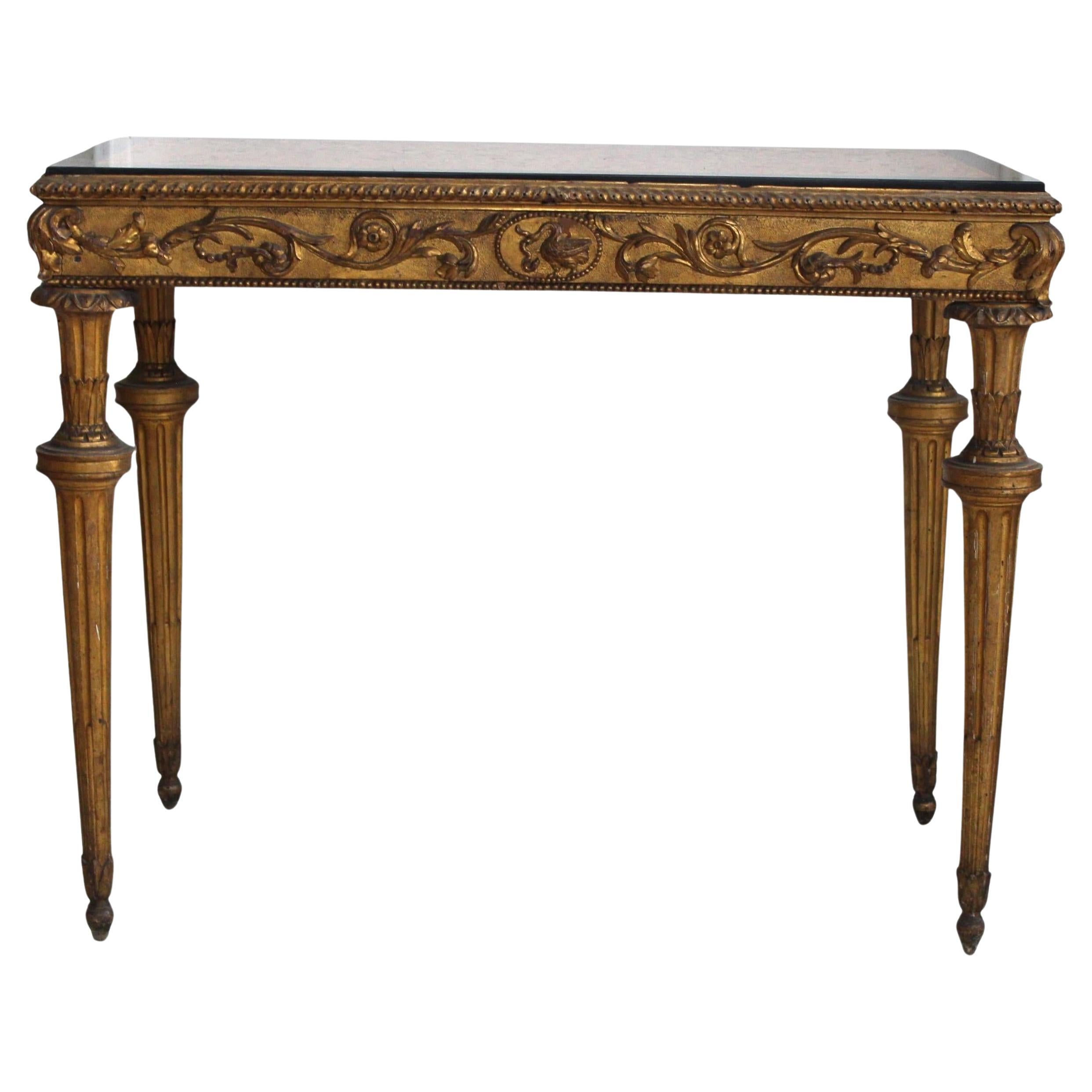 Table console d'époque Louis XVI, en bois doré, 18ème siècle