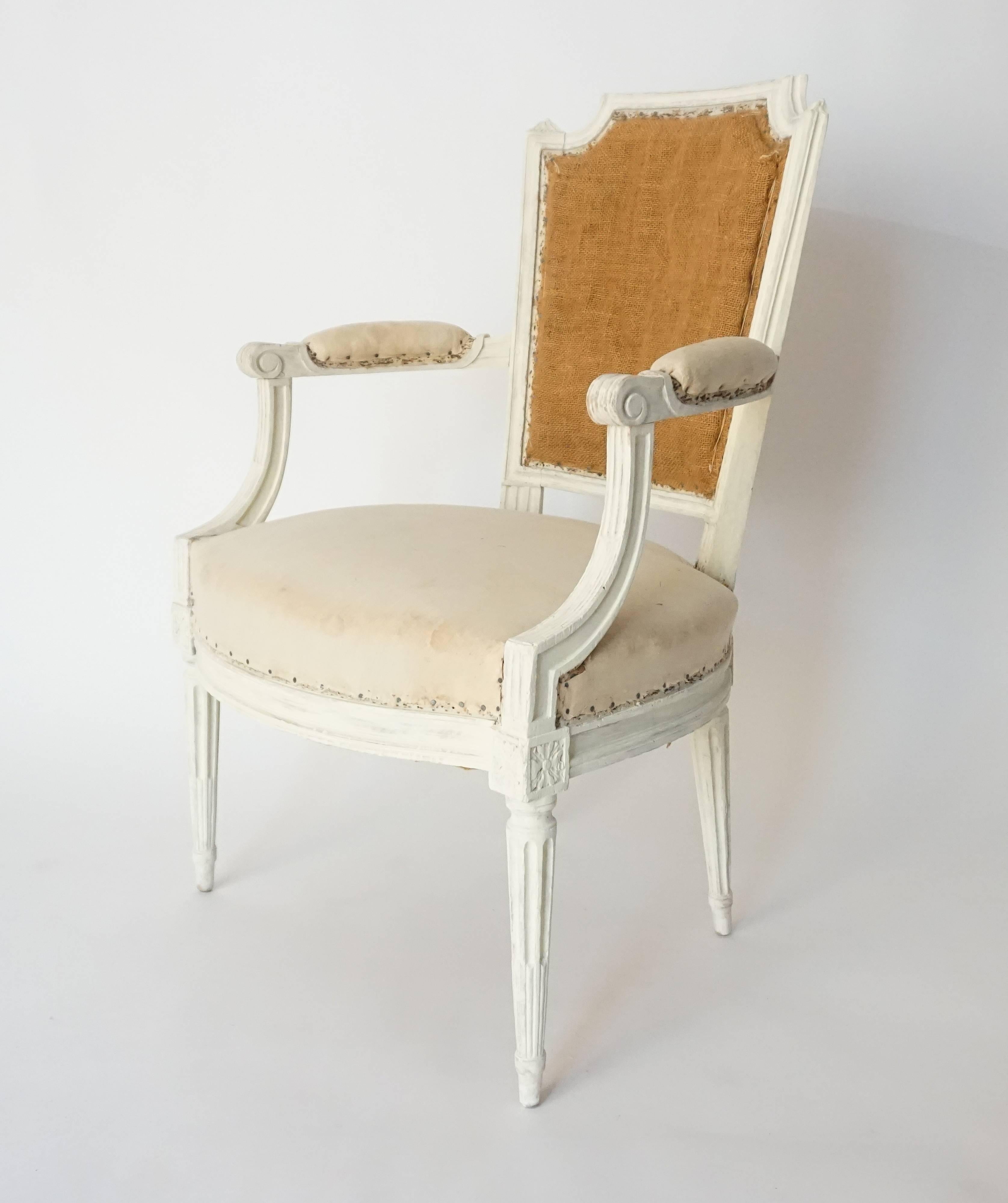 French Louis XVI Fauteuil or Armchair in Original Paint, Stamped, France, circa 1780