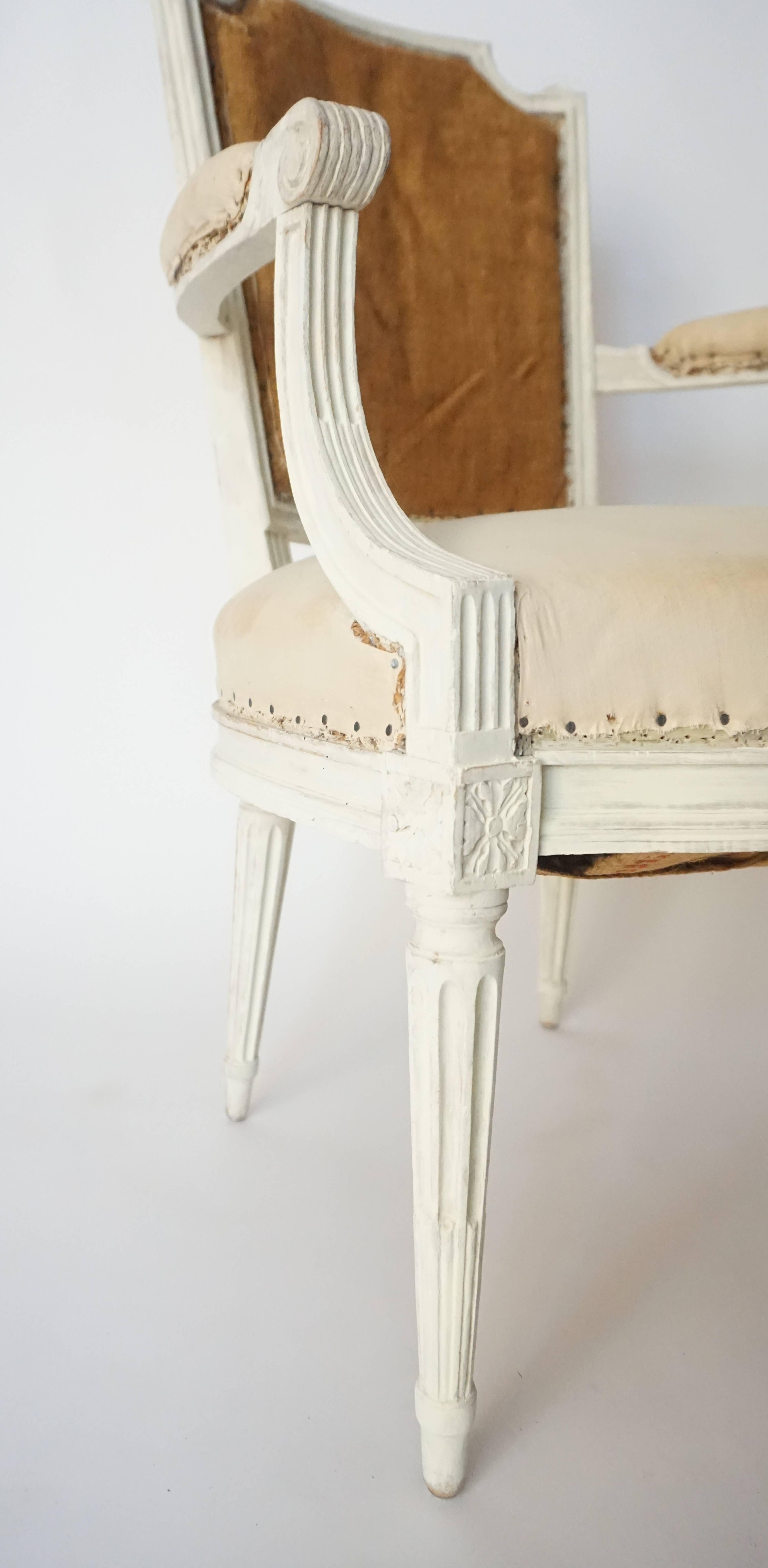 Louis XVI Fauteuil or Armchair in Original Paint, Stamped, France, circa 1780 1