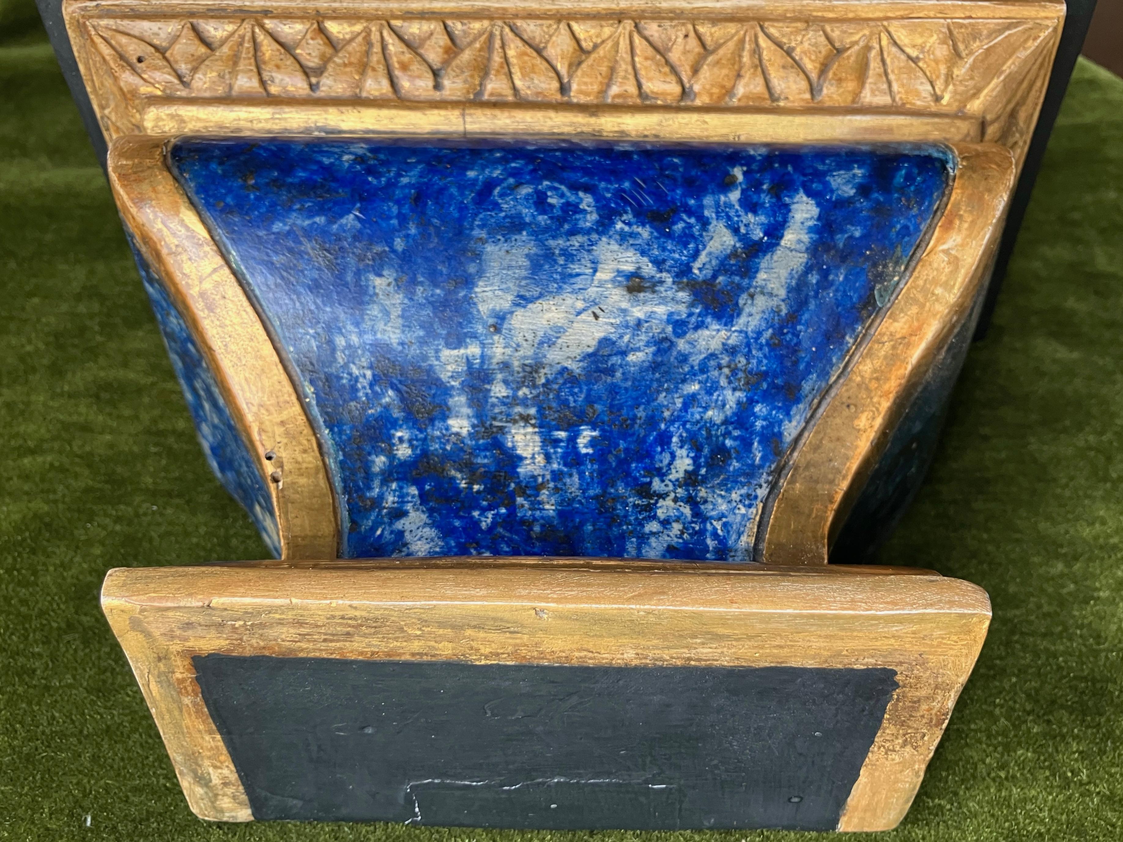 Italian Louis XVI Faux Blue Marble and Gilt Painted Bracket For Sale