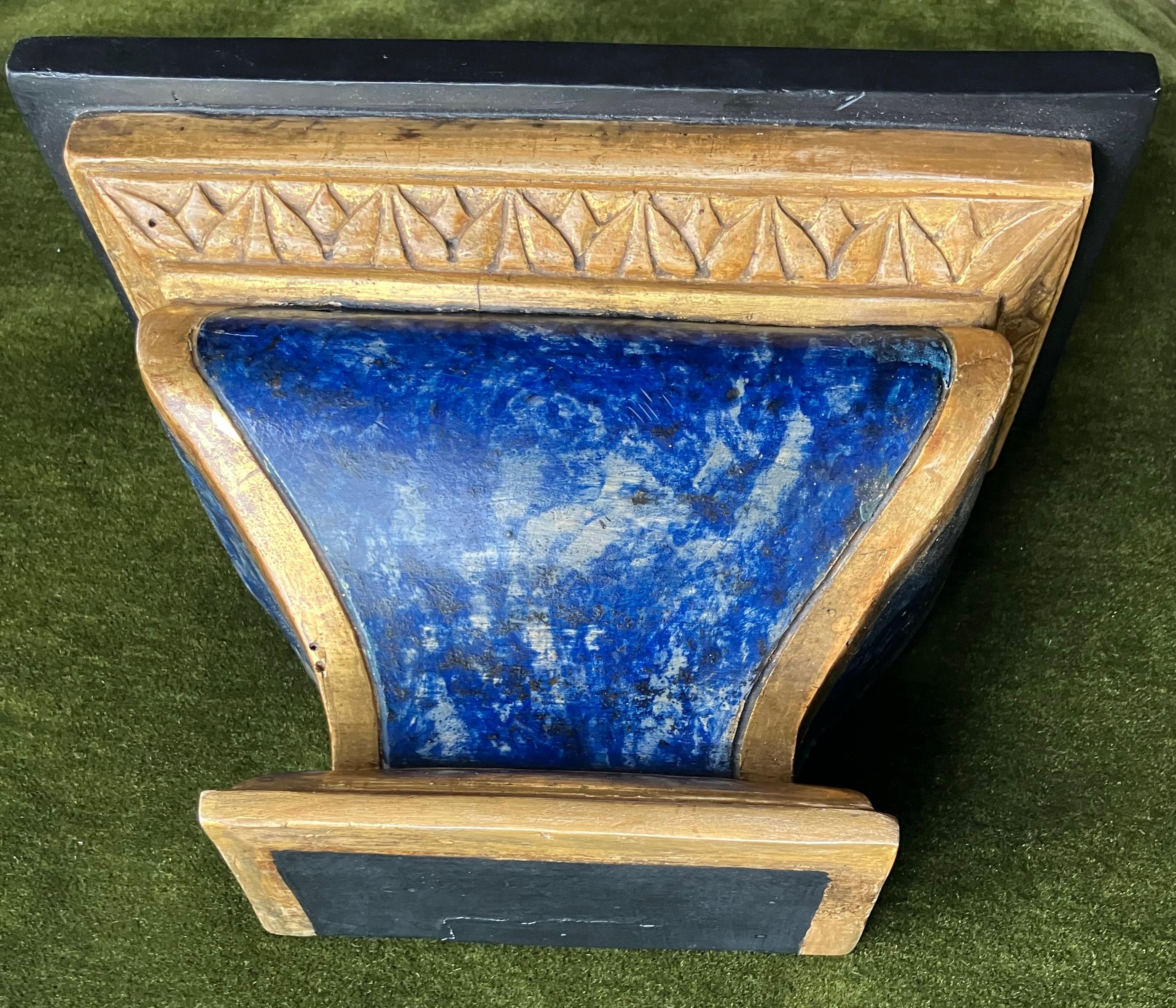 Wood Louis XVI Faux Blue Marble and Gilt Painted Bracket