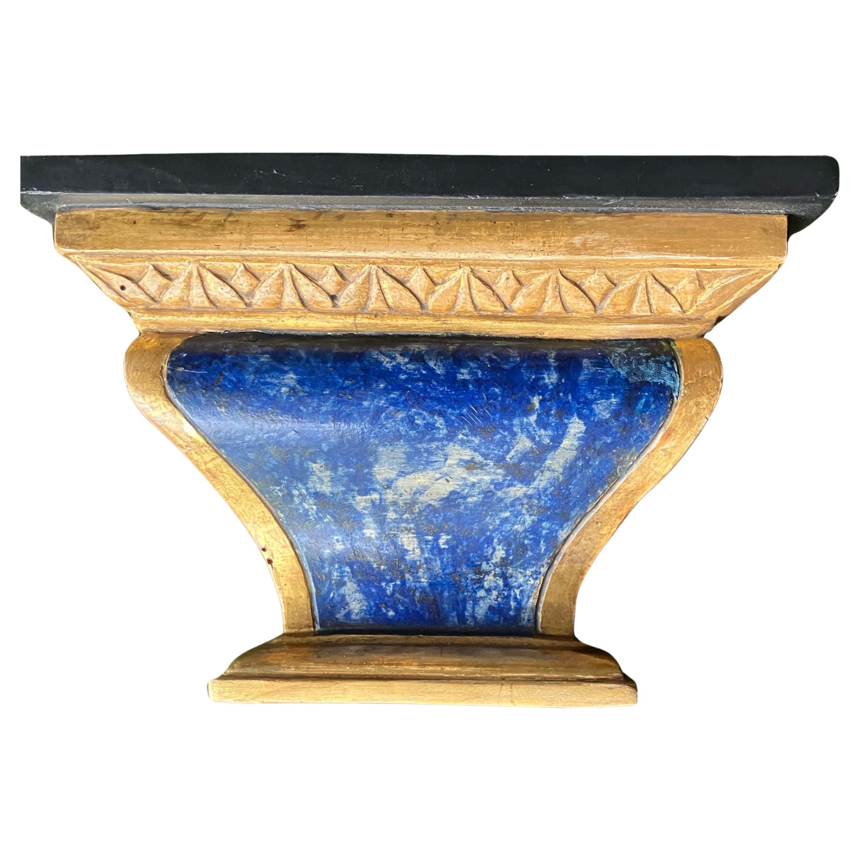 Louis XVI Faux Blue Marble and Gilt Painted Bracket For Sale