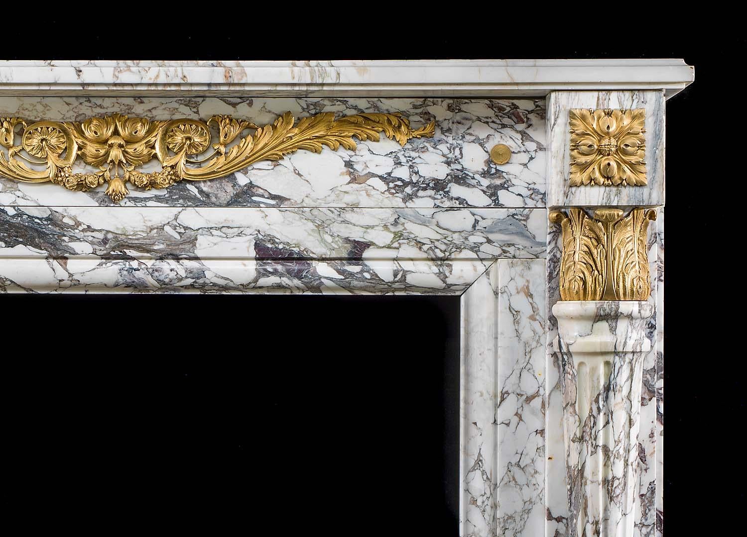French Louis XVI Fireplace in Breche Violette Marble