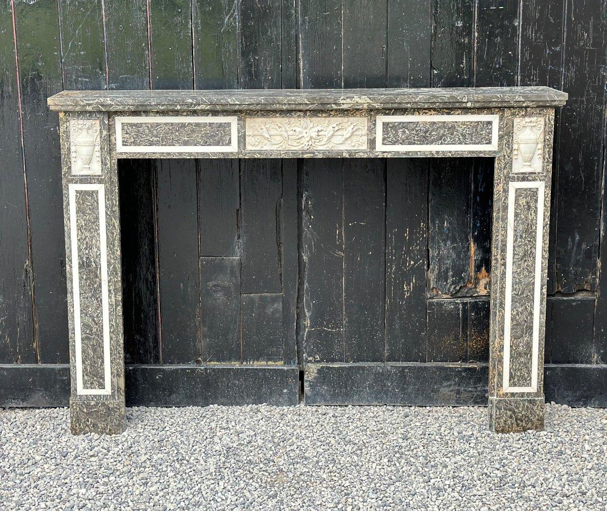 Louis XVI Fireplace In Gray Saint Anne And Statuary White Marble Circa 1800 For Sale 3