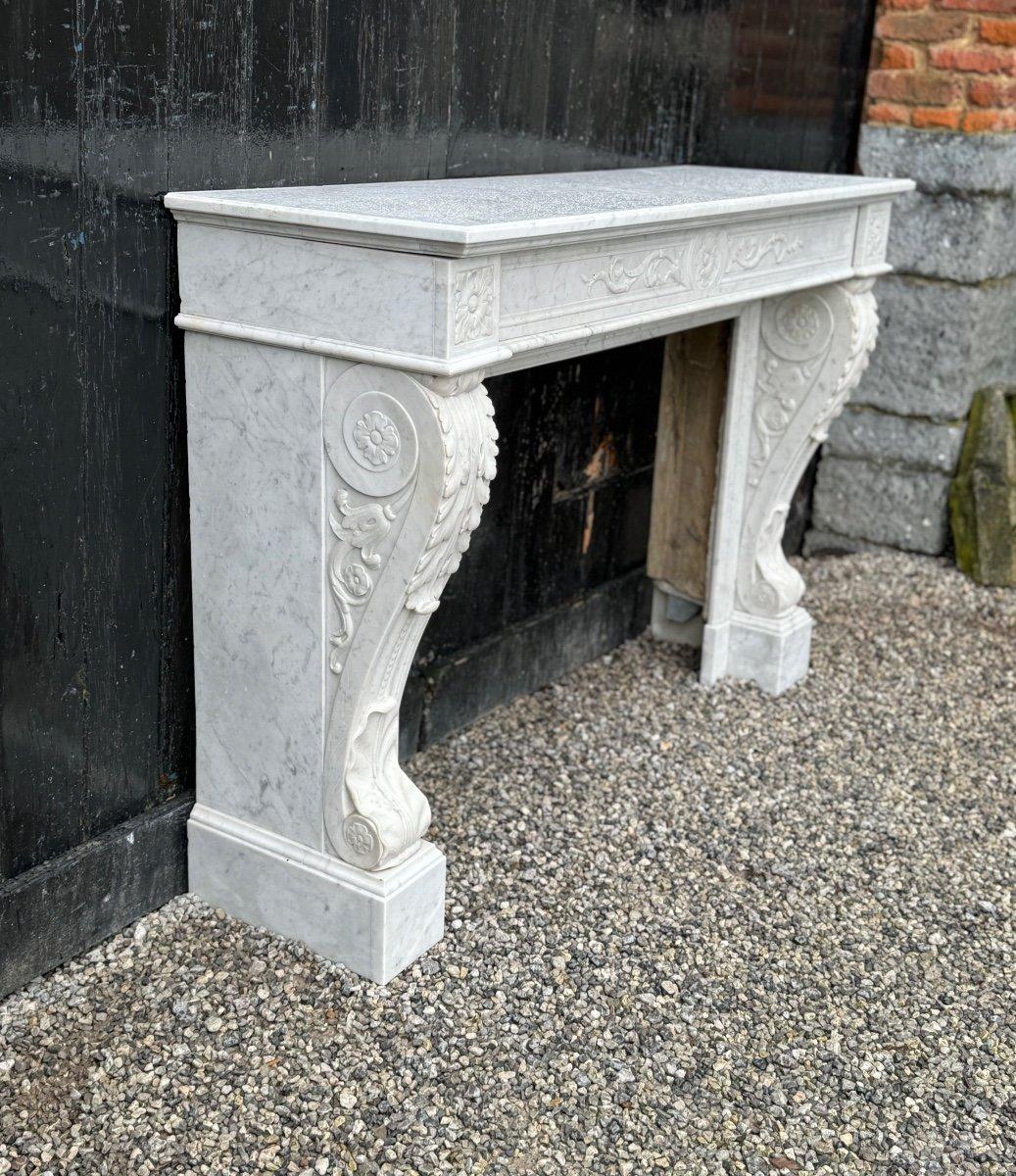 Louis XVI.-Kamin aus weißem Carrara-Marmor, um 1880 im Angebot 5