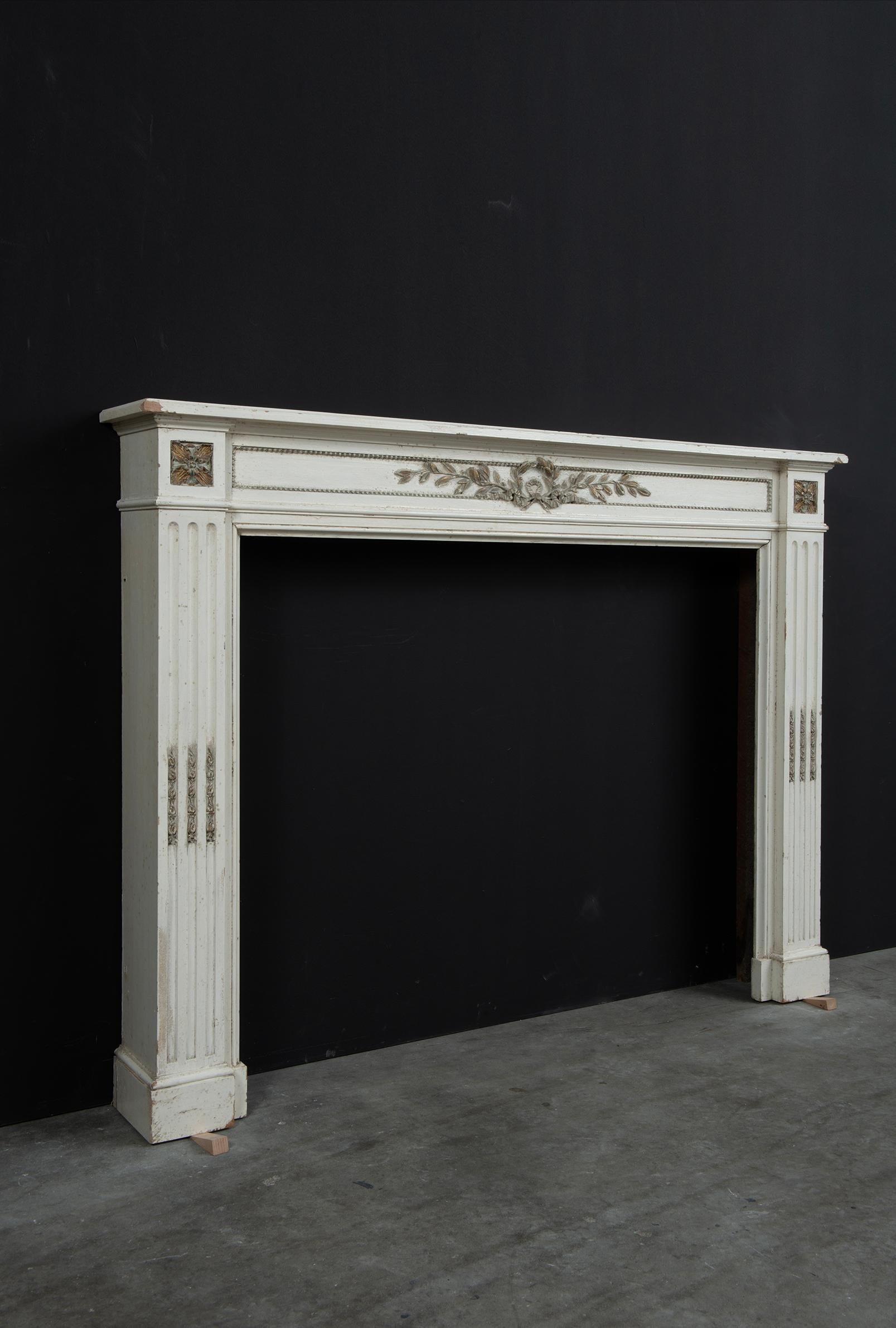 European Louis XVI Fireplace Mantel in Wood For Sale