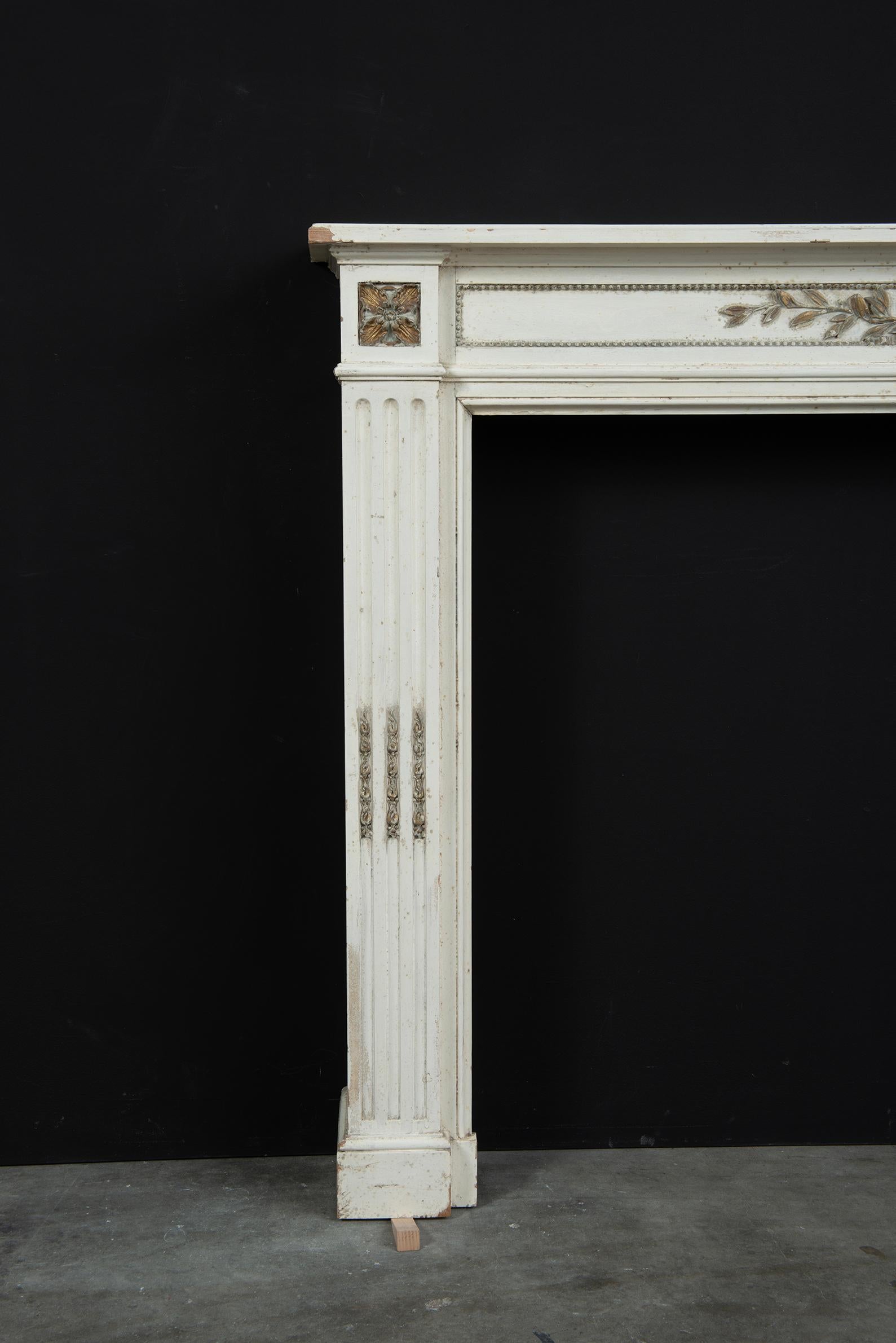 Gilt Louis XVI Fireplace Mantel in Wood For Sale