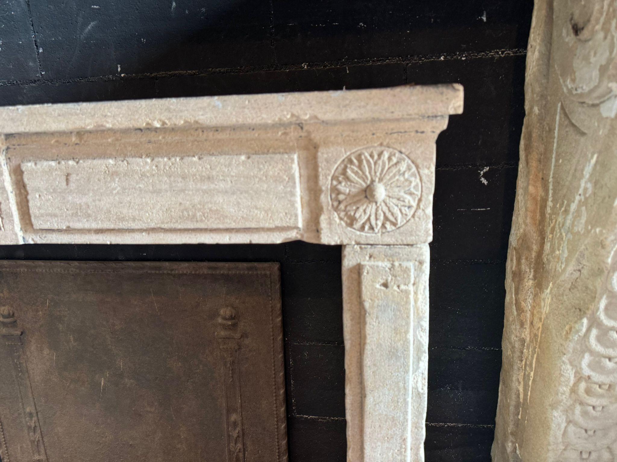 Louis XVI-Kaminmantel aus geschnitztem burgundischem Stein, Frankreich im Angebot 1