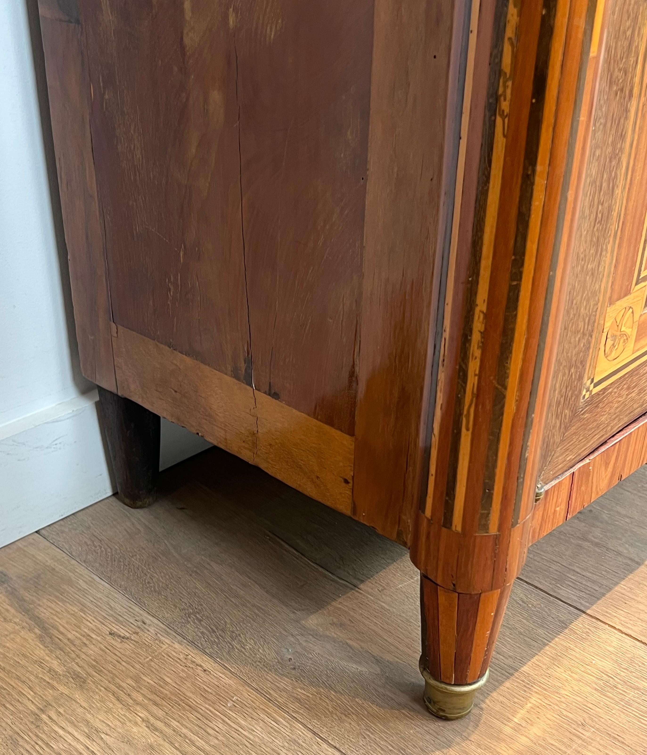 Marmo di Carrara Segretaria pieghevole Luigi XVI in intarsio e marmo di Carrara in vendita