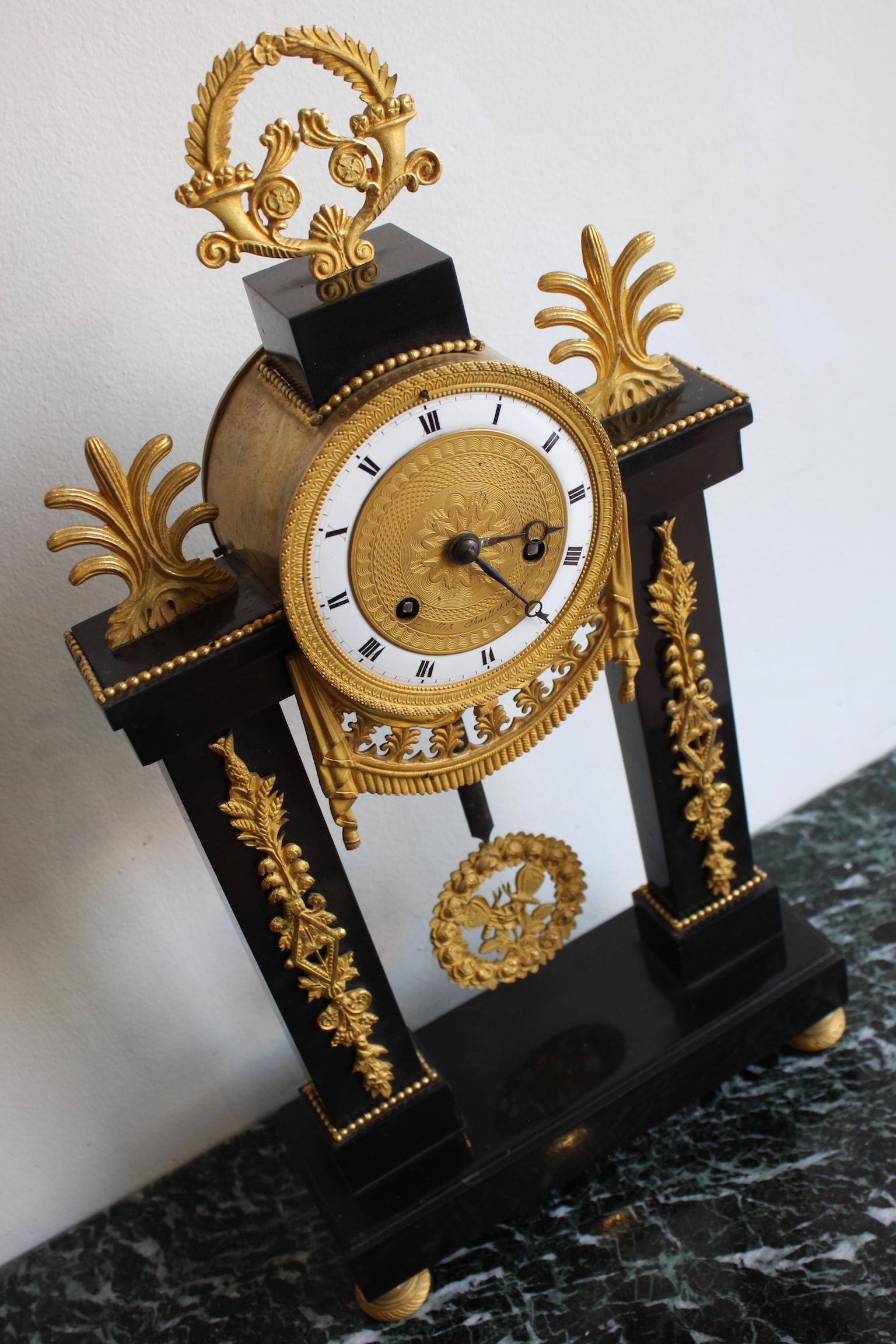 Louis XVI French Black Marble Clock 5