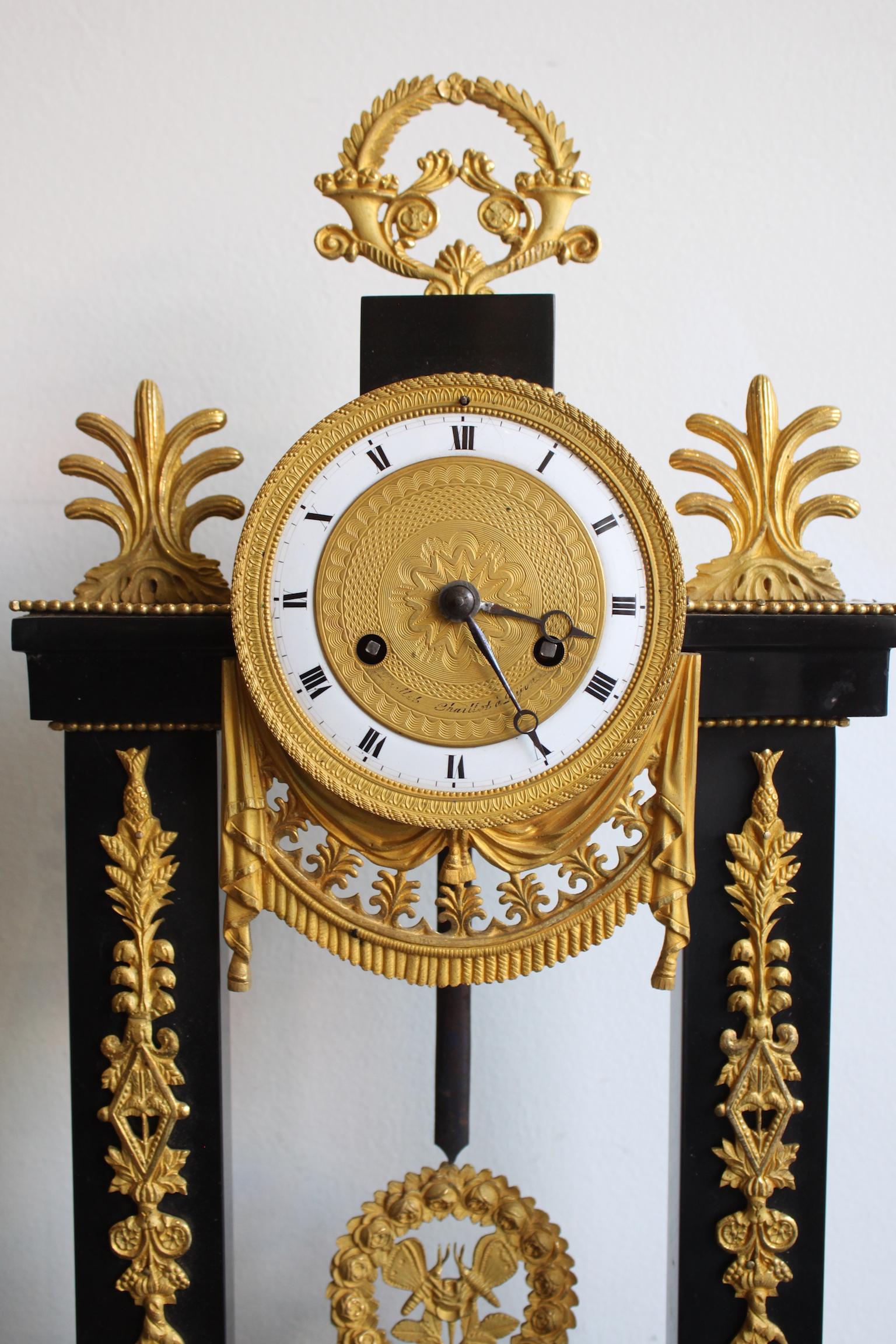 Bronze Louis XVI French Black Marble Clock