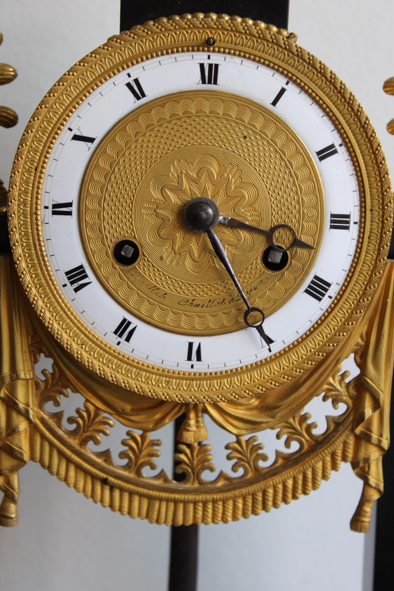Louis XVI French Black Marble Clock 1