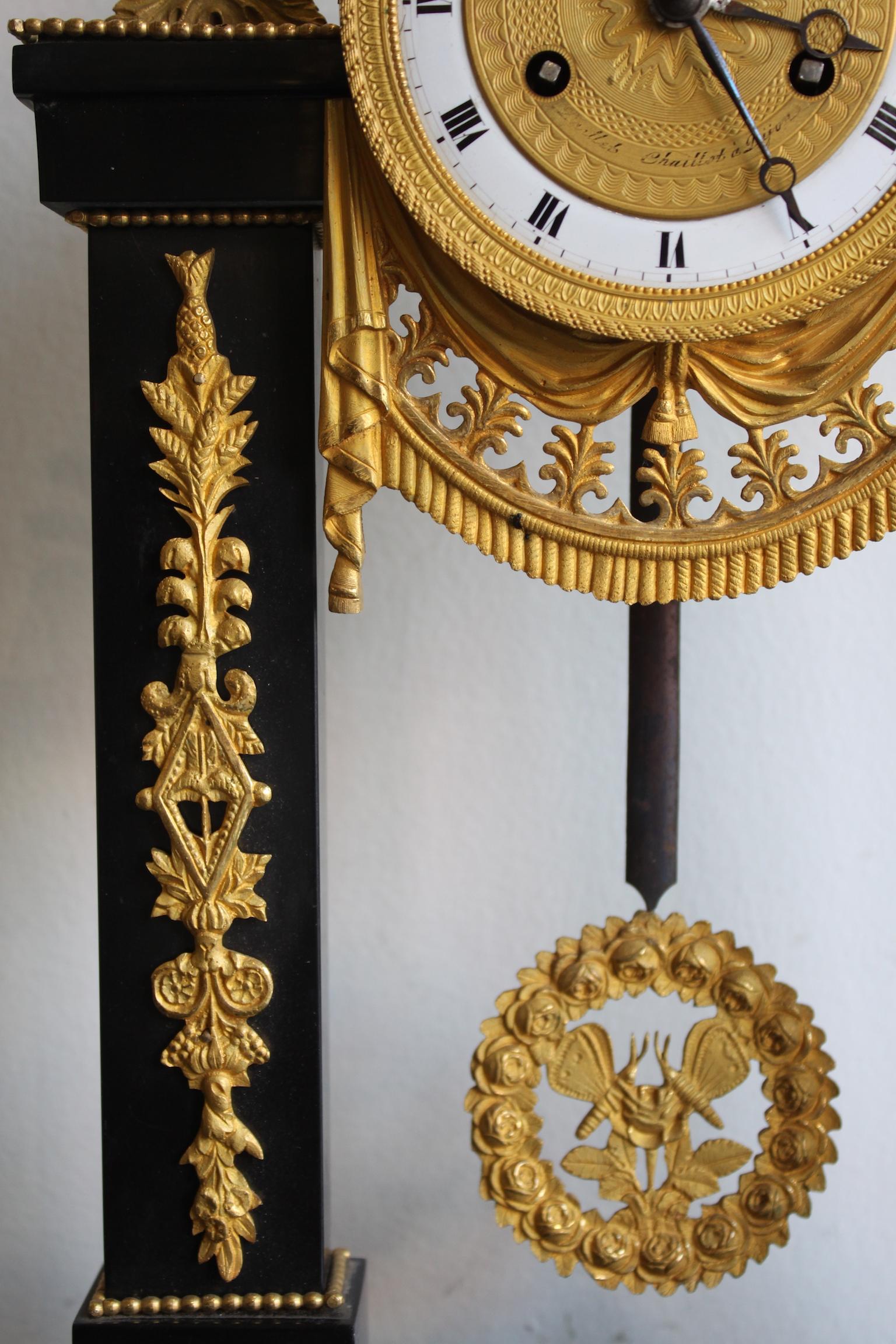 Louis XVI French Black Marble Clock 2