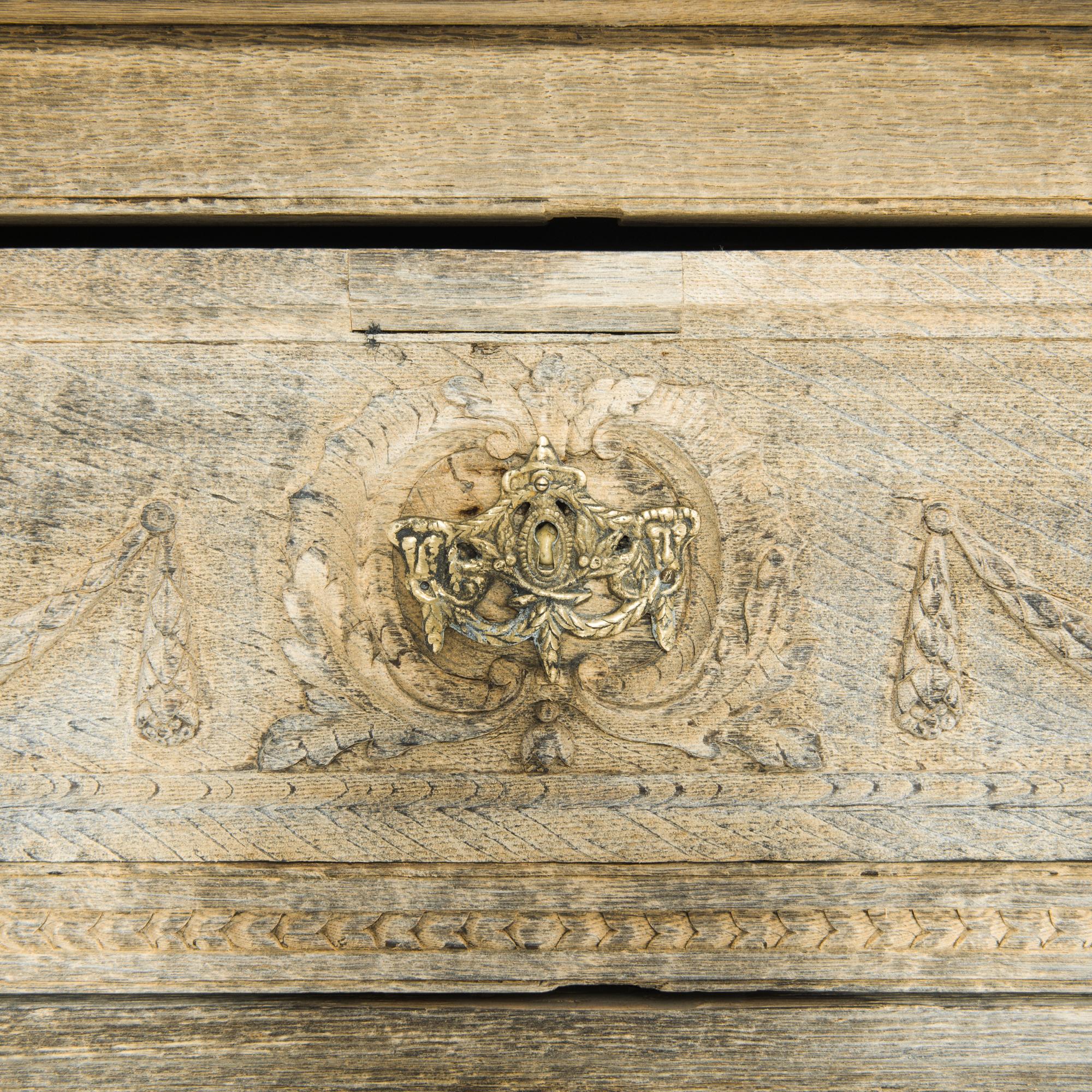 19th Century Louis XVI French Bleached Oak Drawer Chest