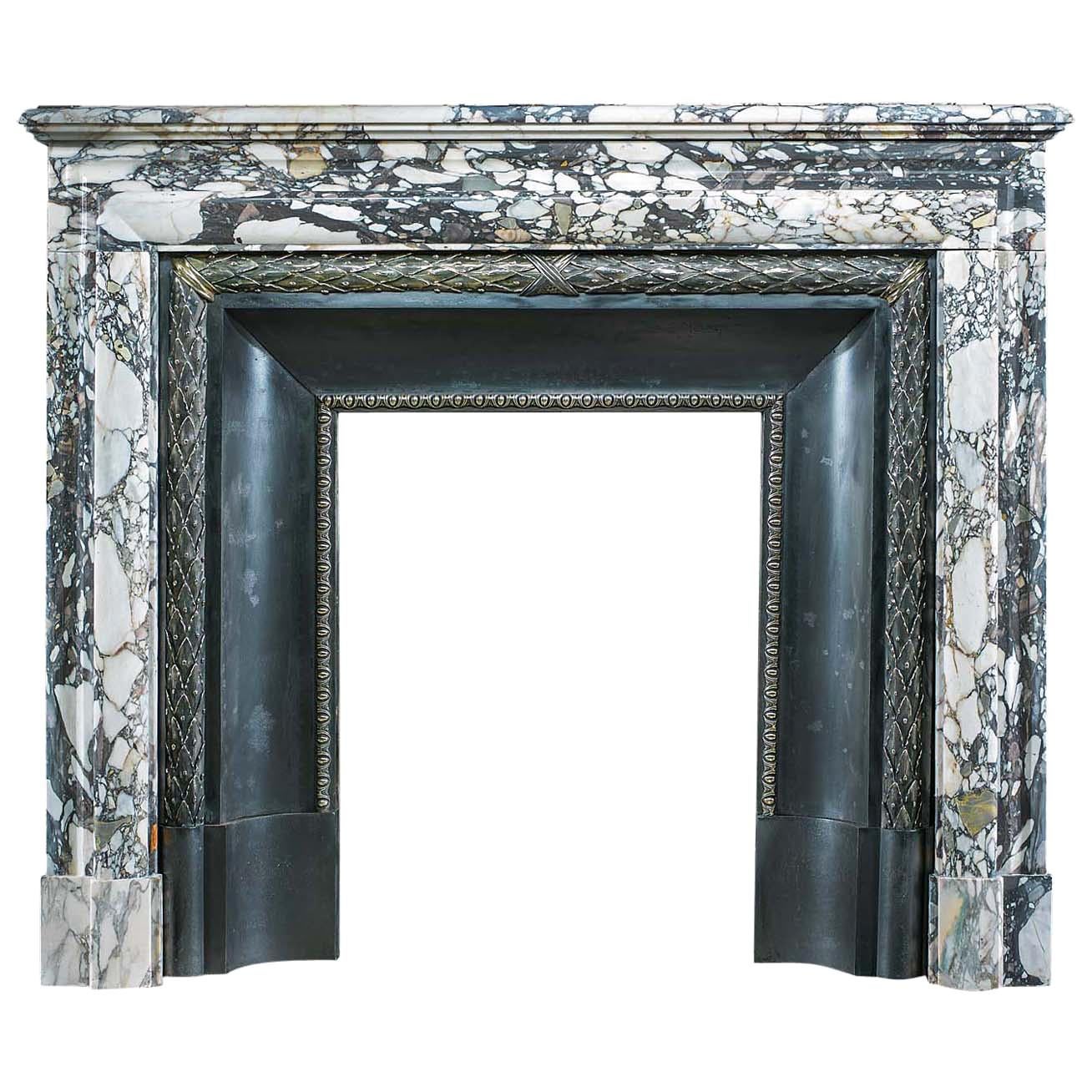Louis XVI French Breche Violette Marble Fireplace