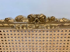 Louis XVI French Carved Giltwood Caneback Settee Bench