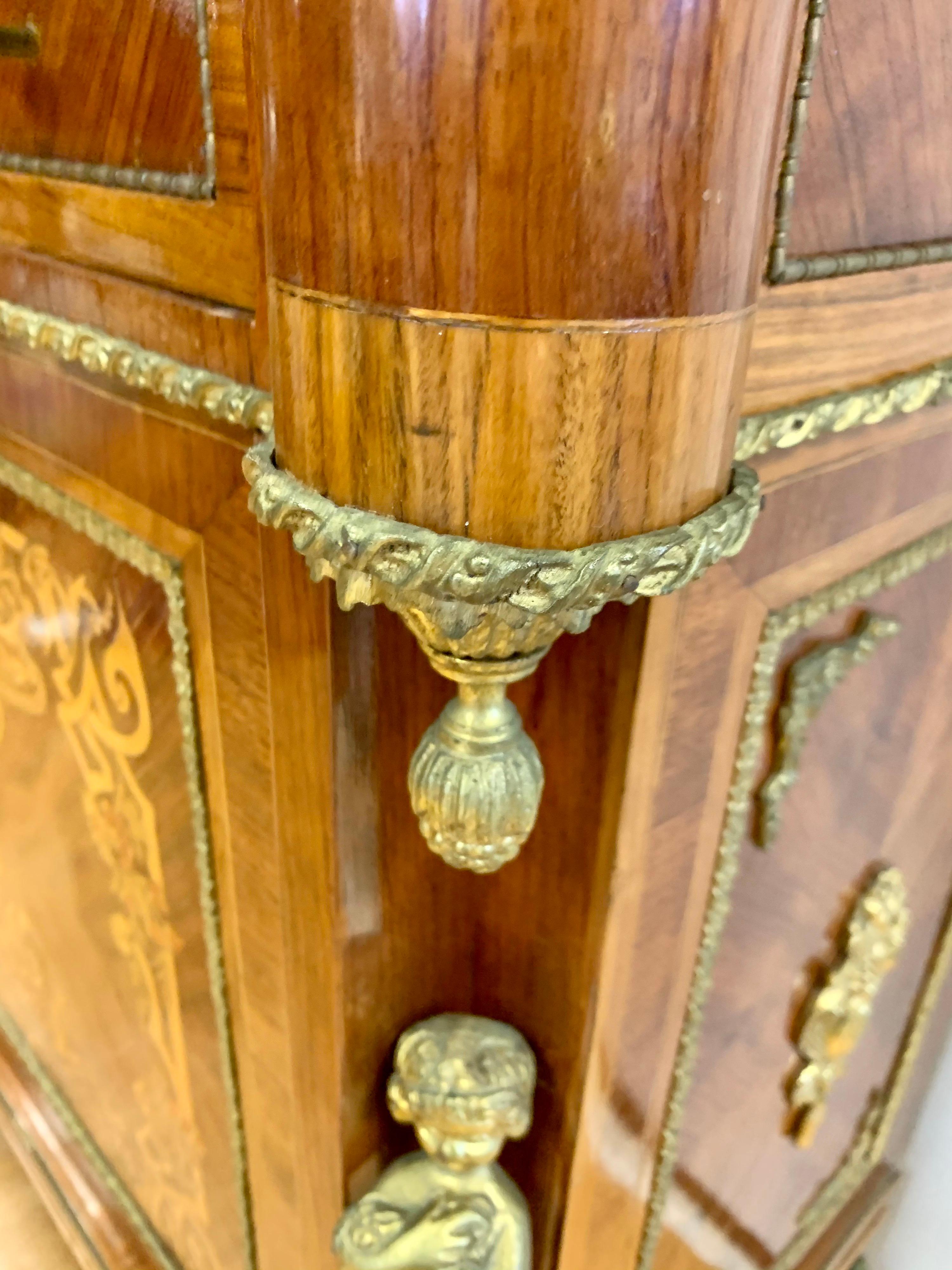 Louis XVI French Chest Commode with Bronze Ormolu Figural Mounts and Marbletop 8