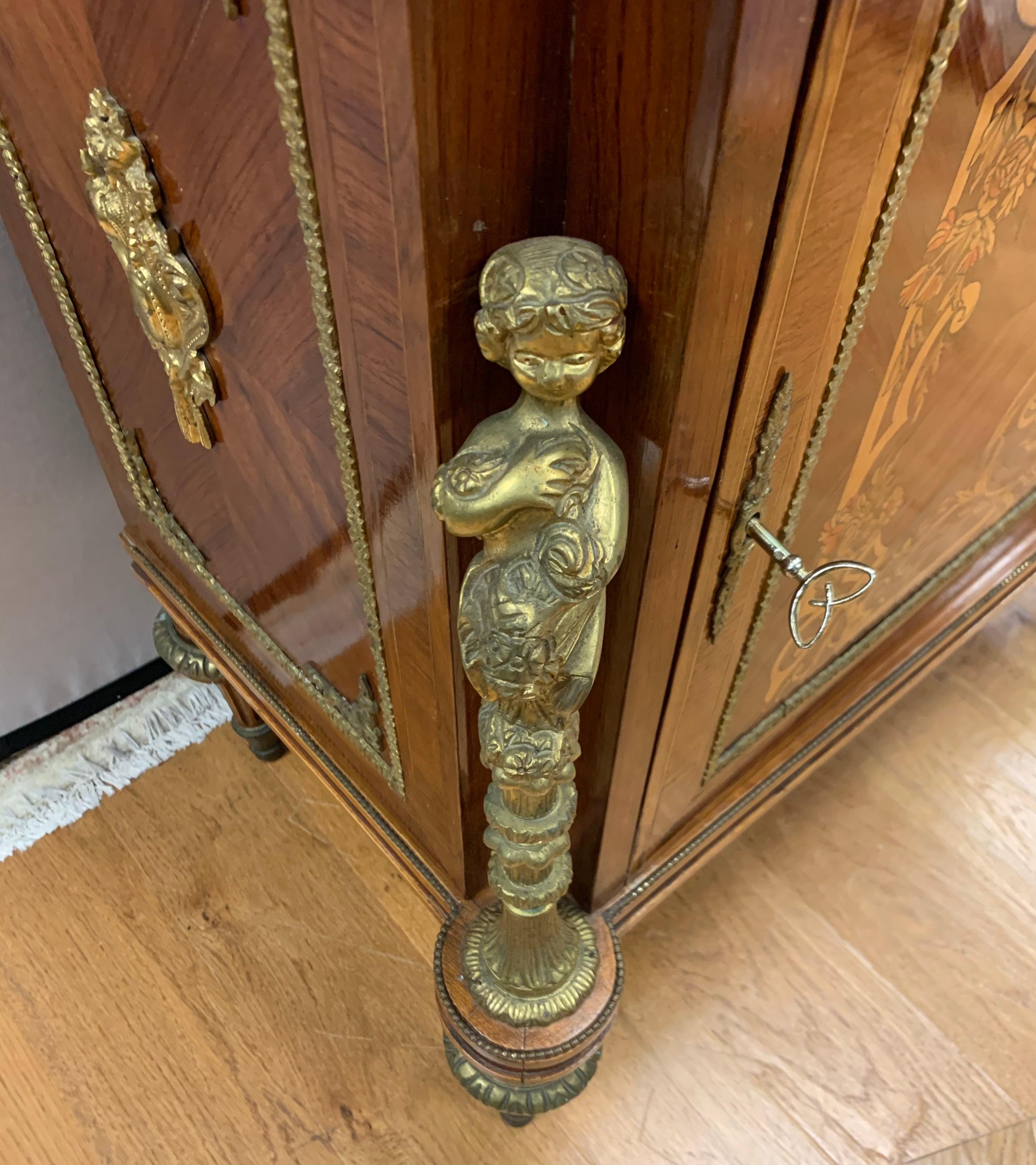 Louis XVI French Chest Commode with Bronze Ormolu Figural Mounts and Marbletop 12