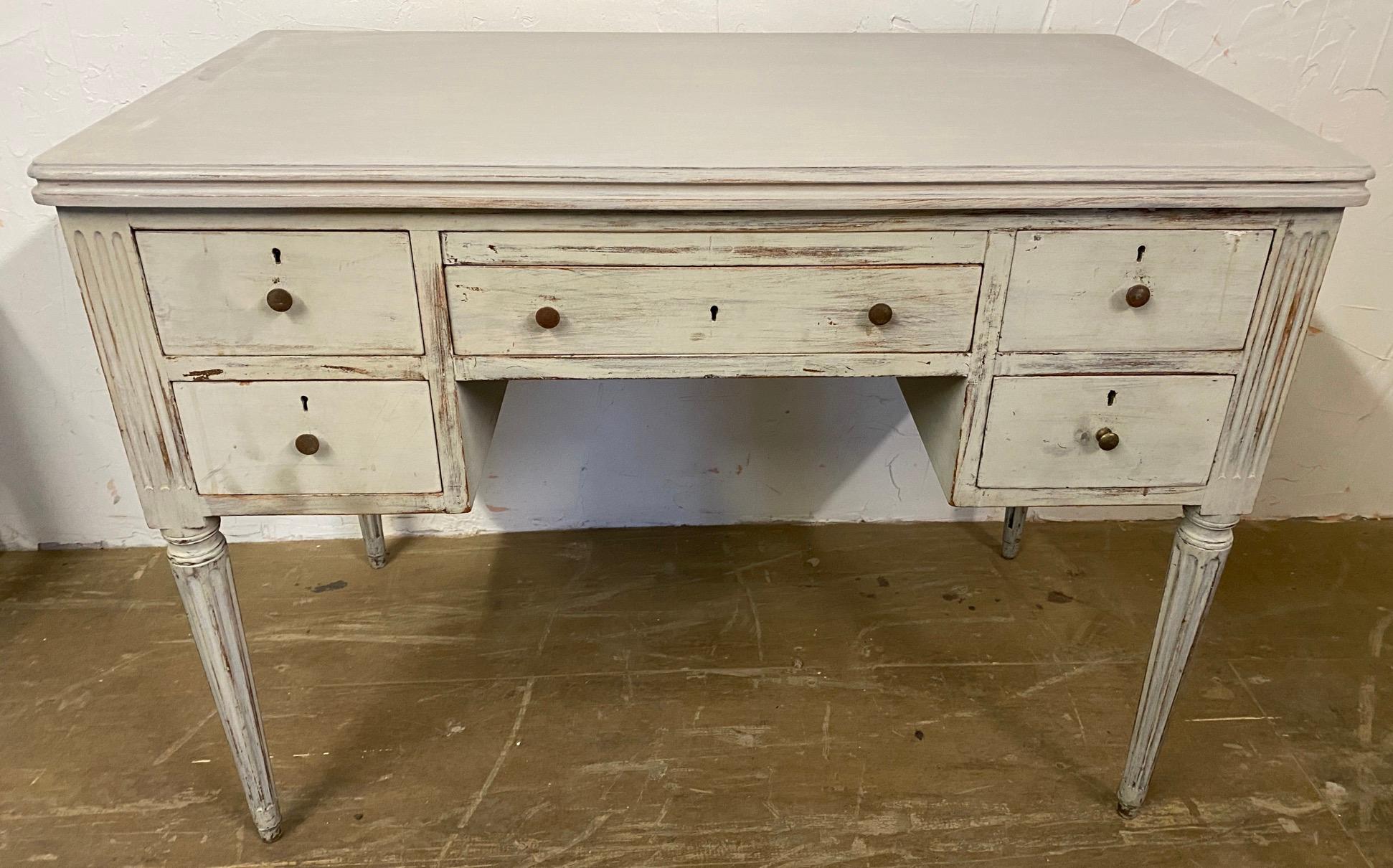 Neoclassical Louis XVI French Country Style Painted Desk