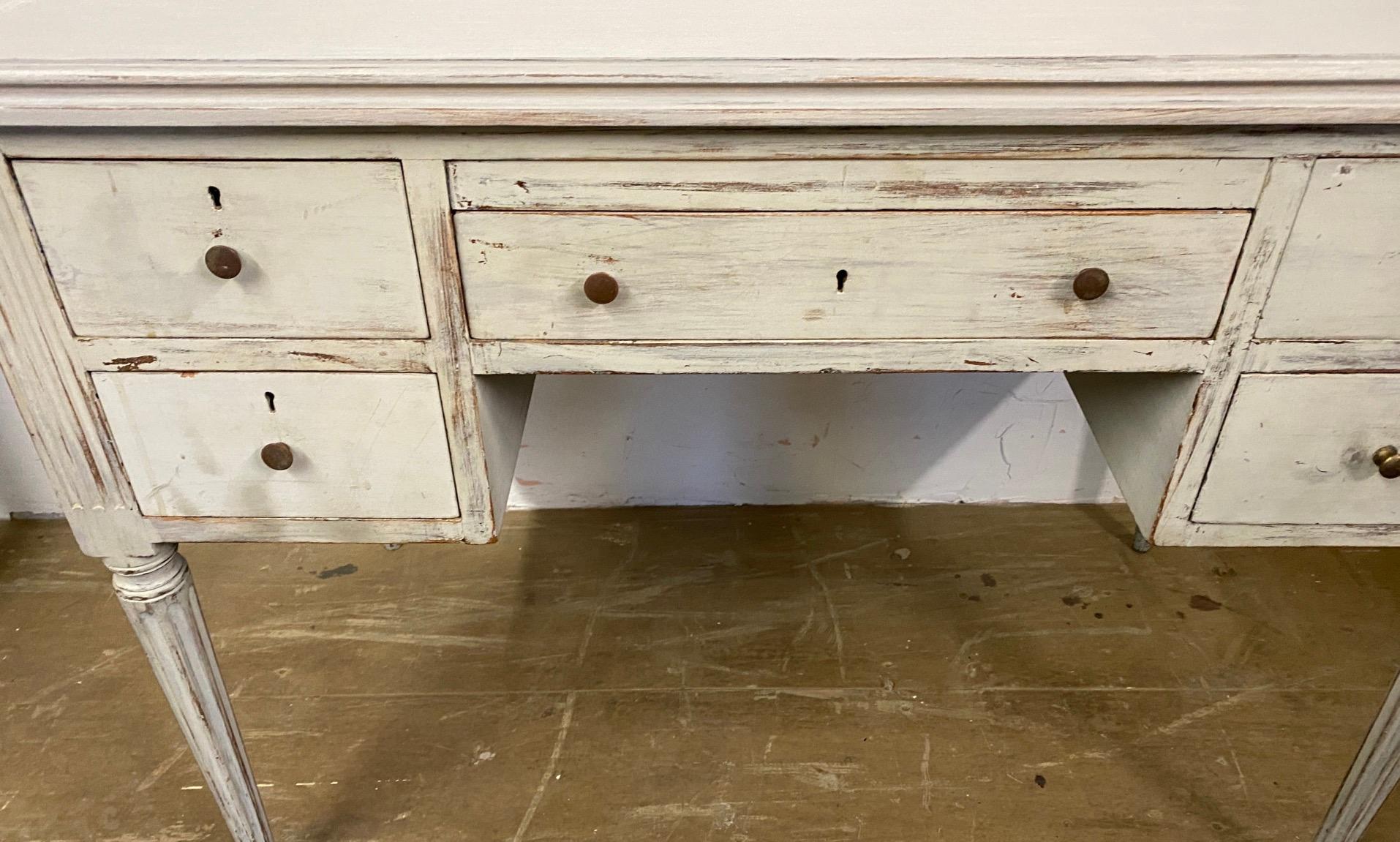 Hand-Painted Louis XVI French Country Style Painted Desk