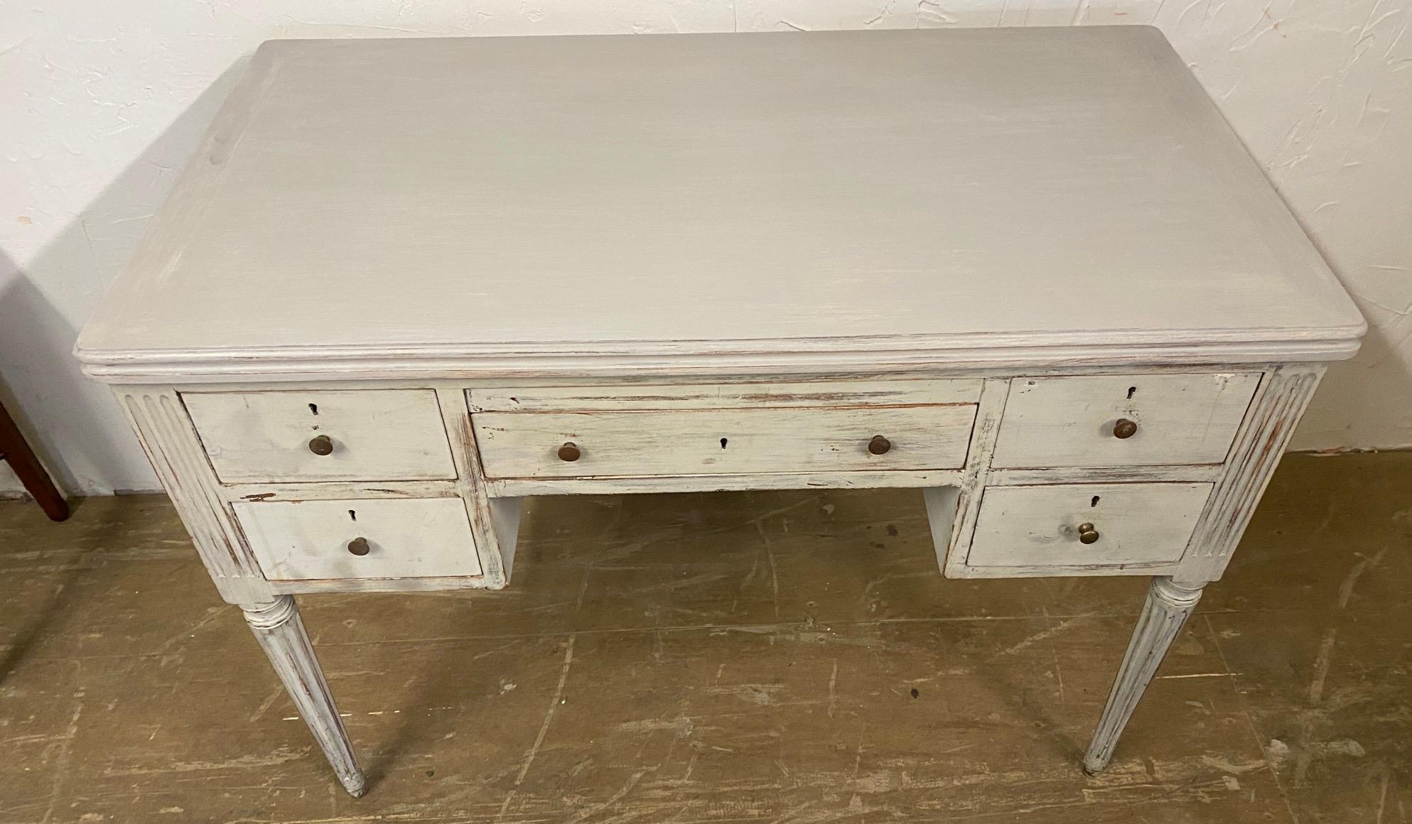 Wood Louis XVI French Country Style Painted Desk