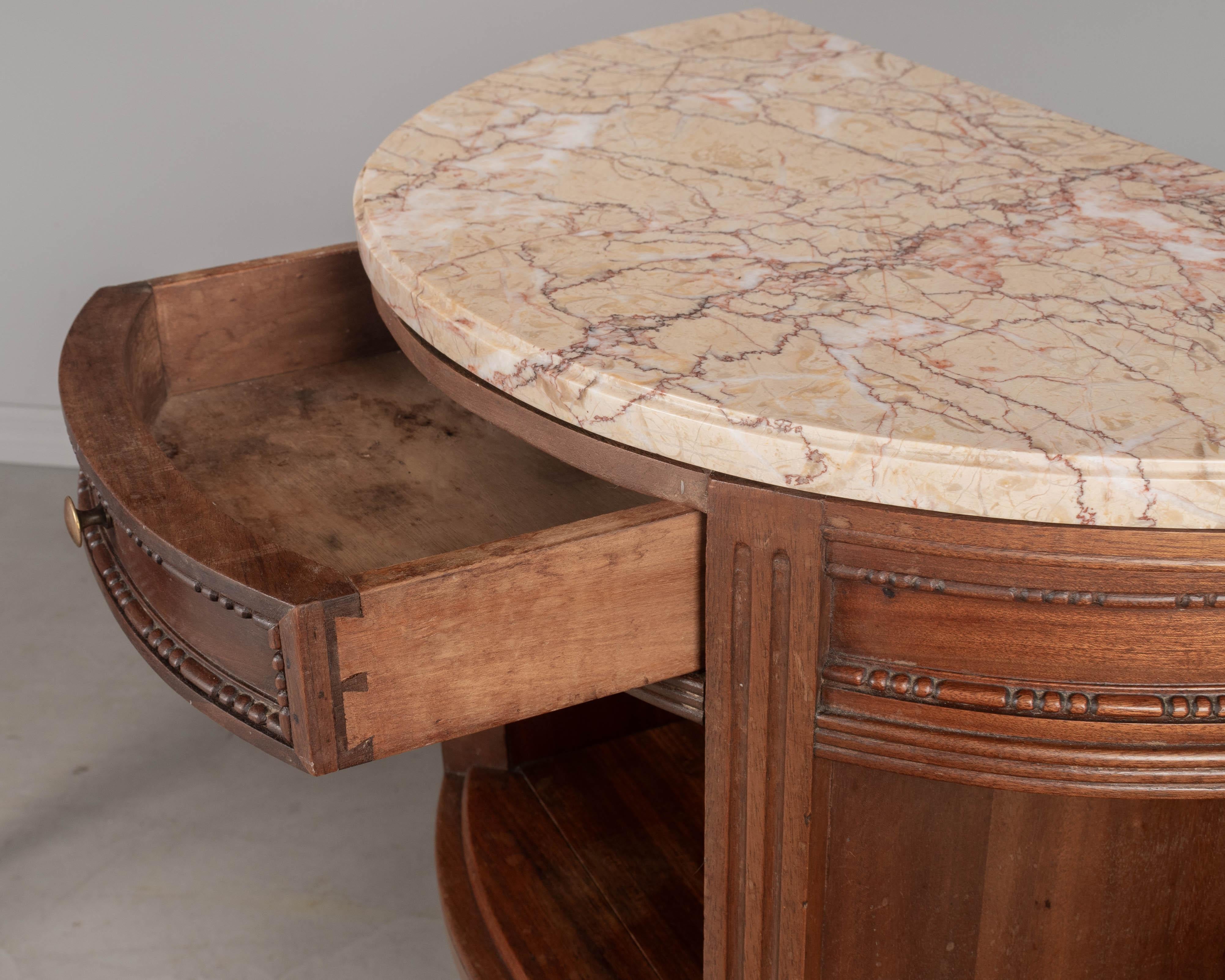 Louis XVI French Demilune Side Tables or Nightstands, a Pair 4
