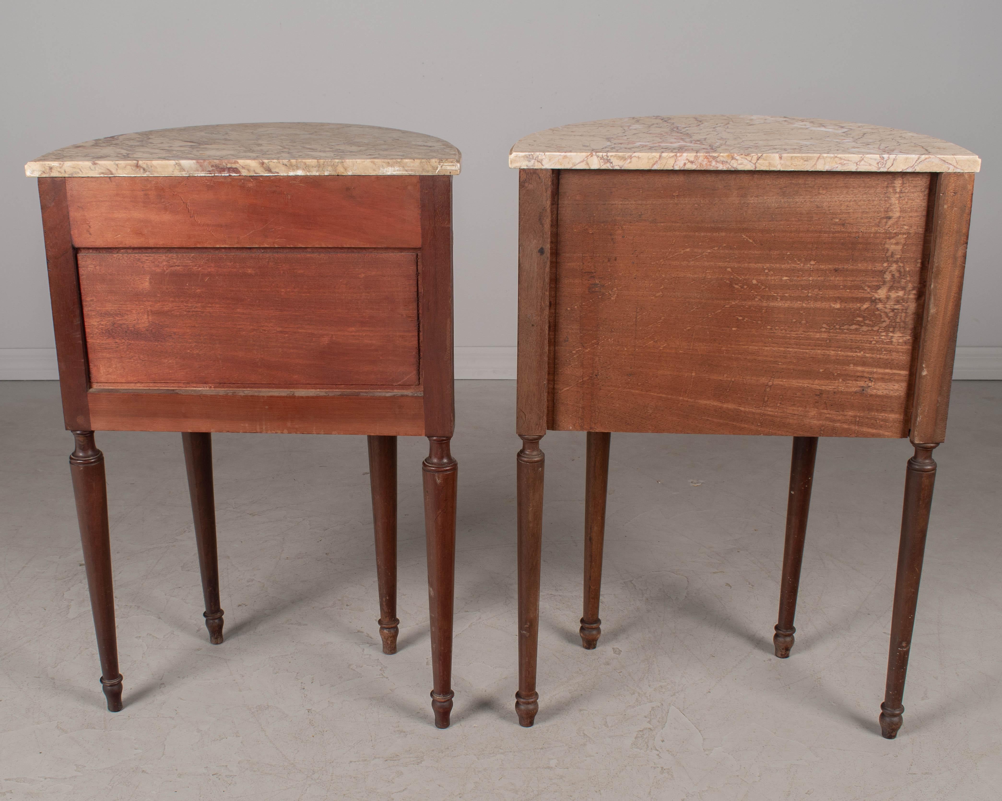 Louis XVI French Demilune Side Tables or Nightstands, a Pair 8