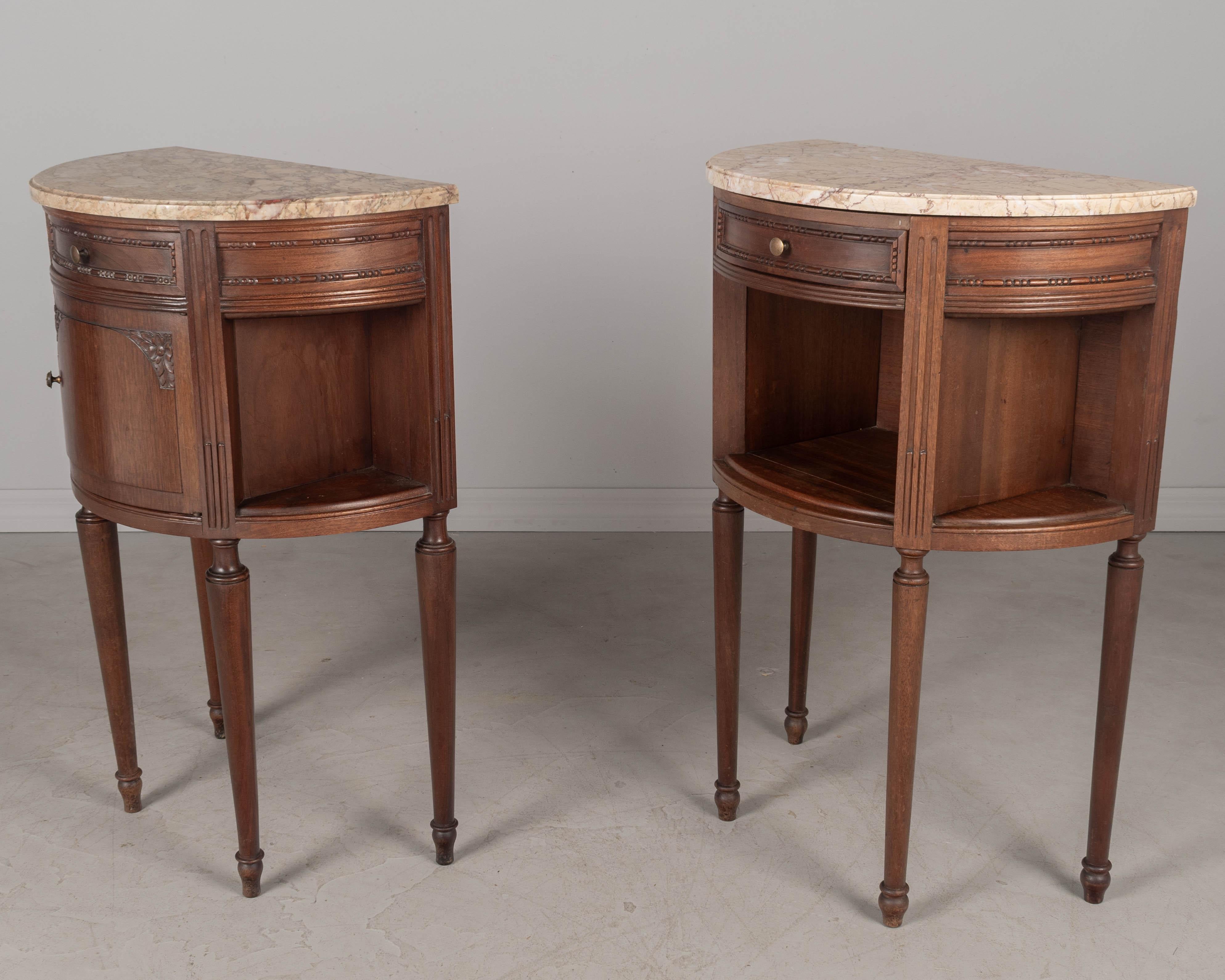 Louis XVI French Demilune Side Tables or Nightstands, a Pair 1