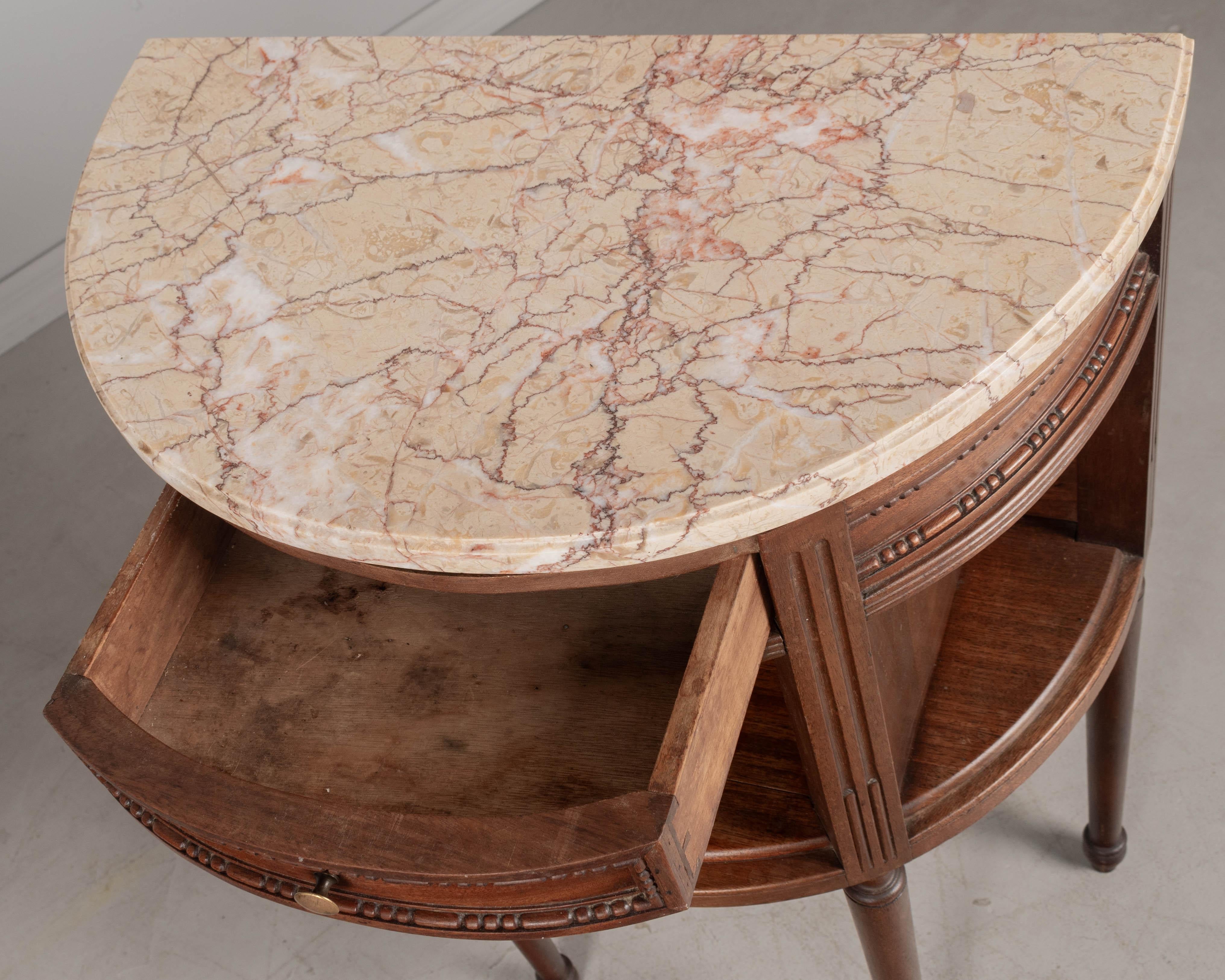 Louis XVI French Demilune Side Tables or Nightstands, a Pair 3