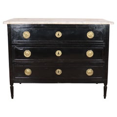 Antique Louis XVI 18th Century French Ebonized Commode