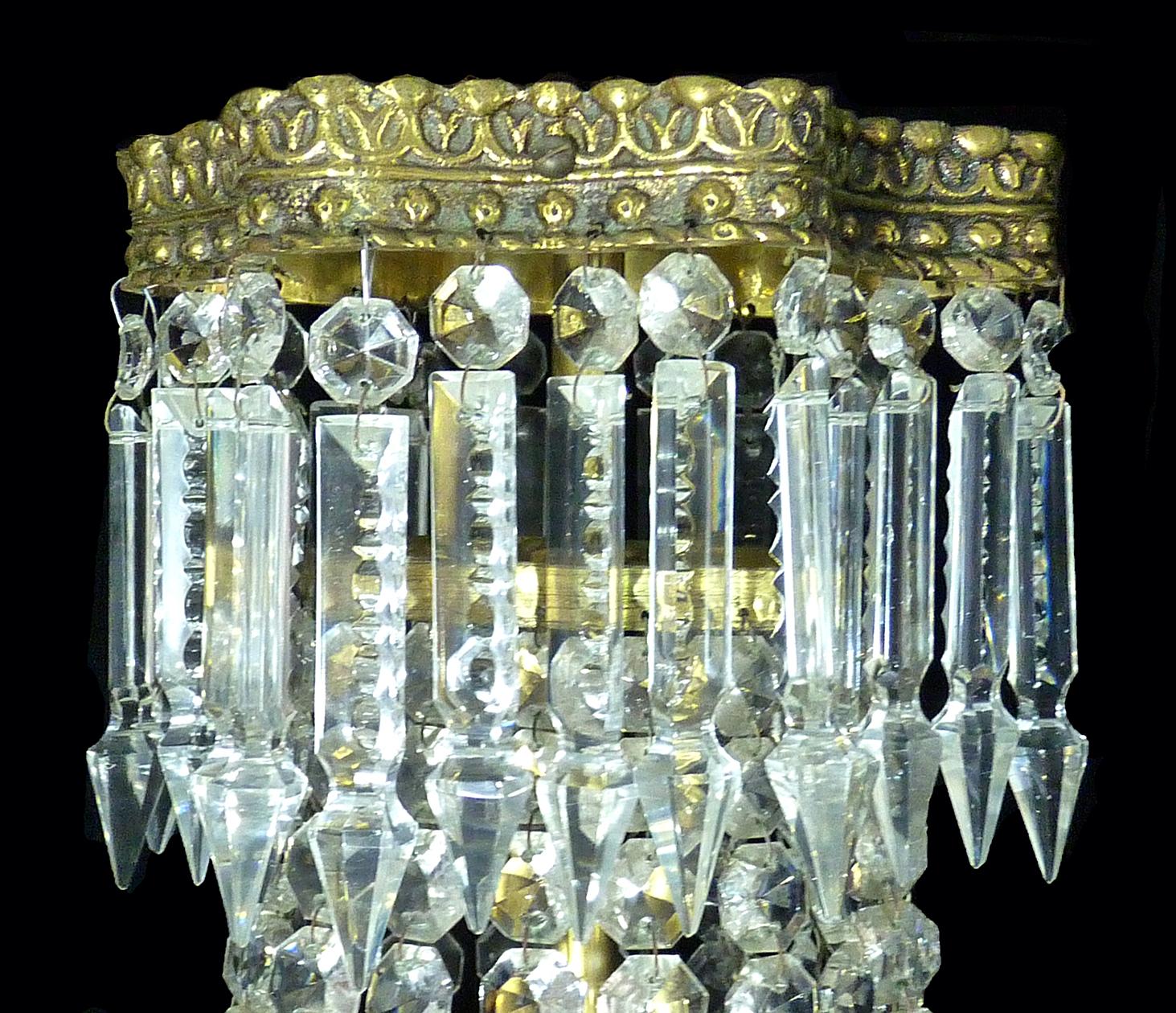 Louis XVI French Empire Cut Crystal Basket and Gilt Bronze Chandelier 2