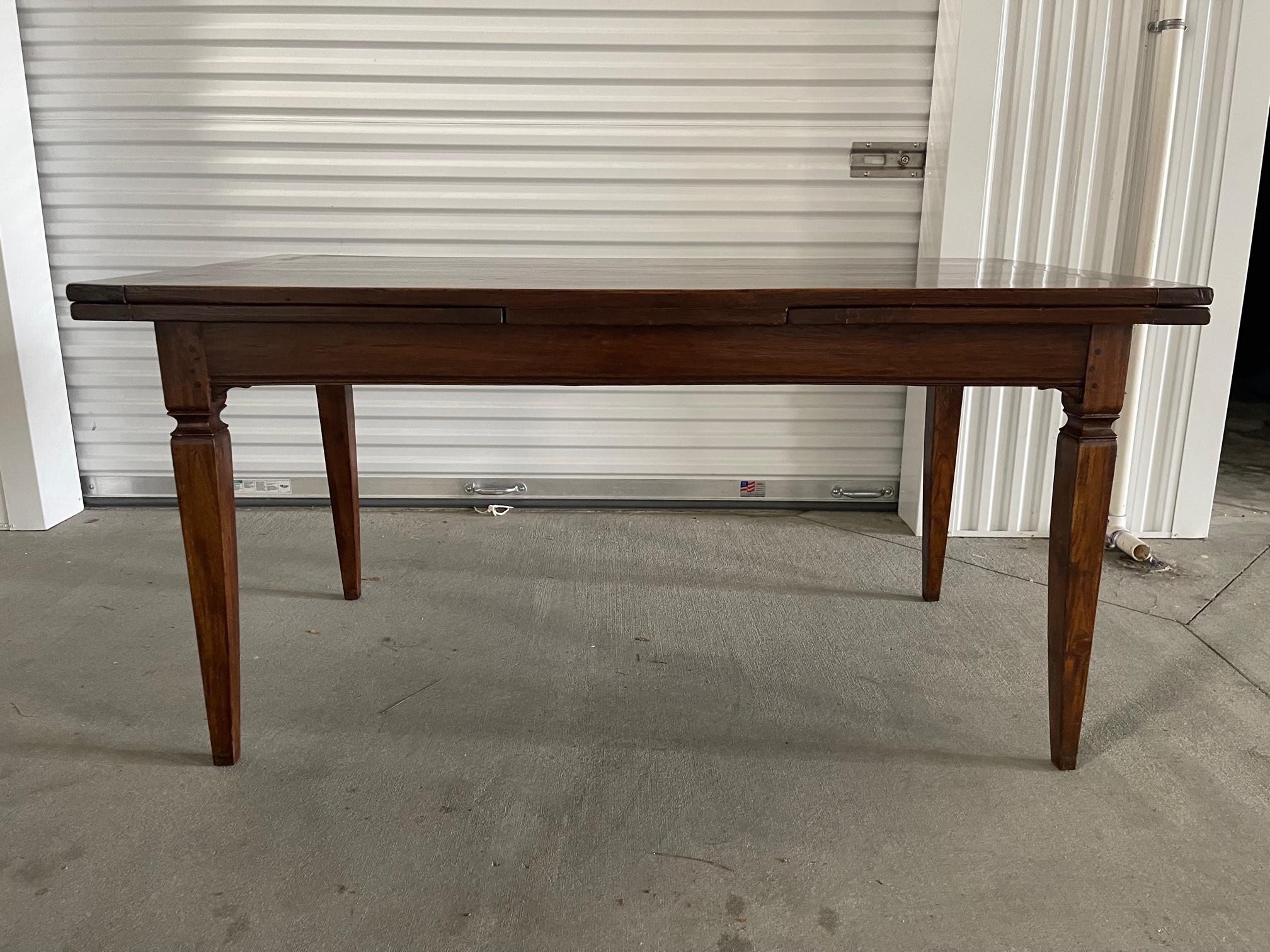 Oak Louis XVI French Farm Table with Two Pull-Out Extensions, 18th Century For Sale