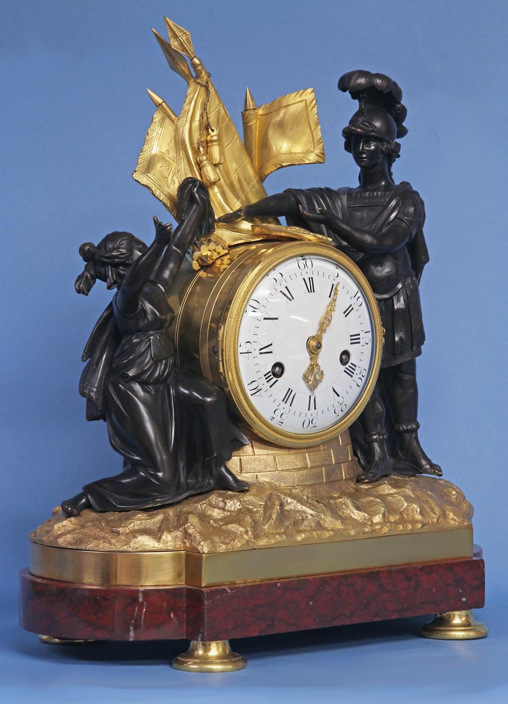 Ormolu Louis XVI French Figural Mantle Clock For Sale